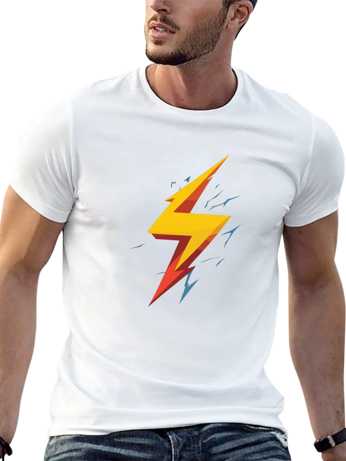 Lightning Bolt Graphic Tee - Stylish Black T-Shirt