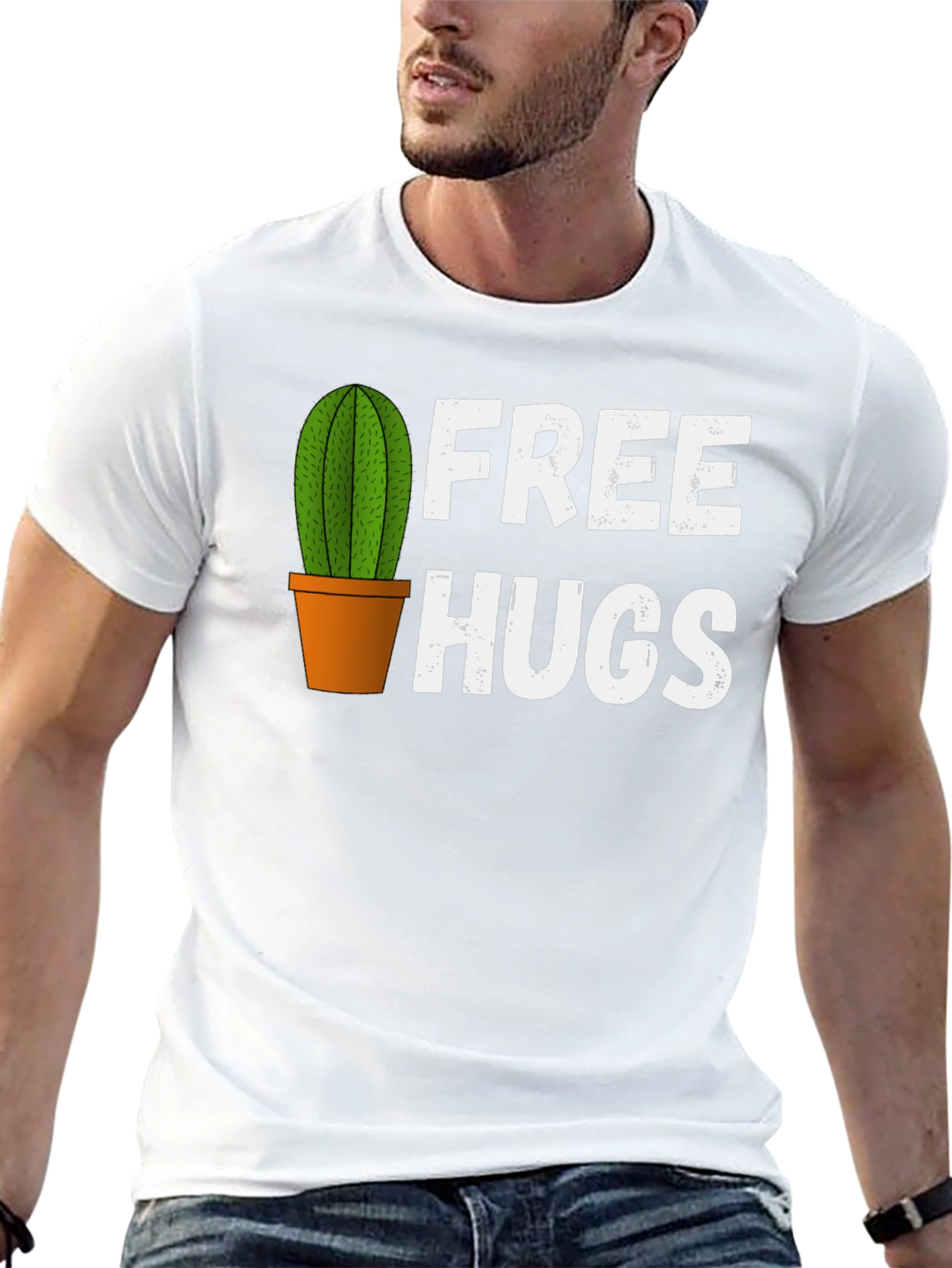 Funny Cactus Free Hugs Graphic T-Shirt
