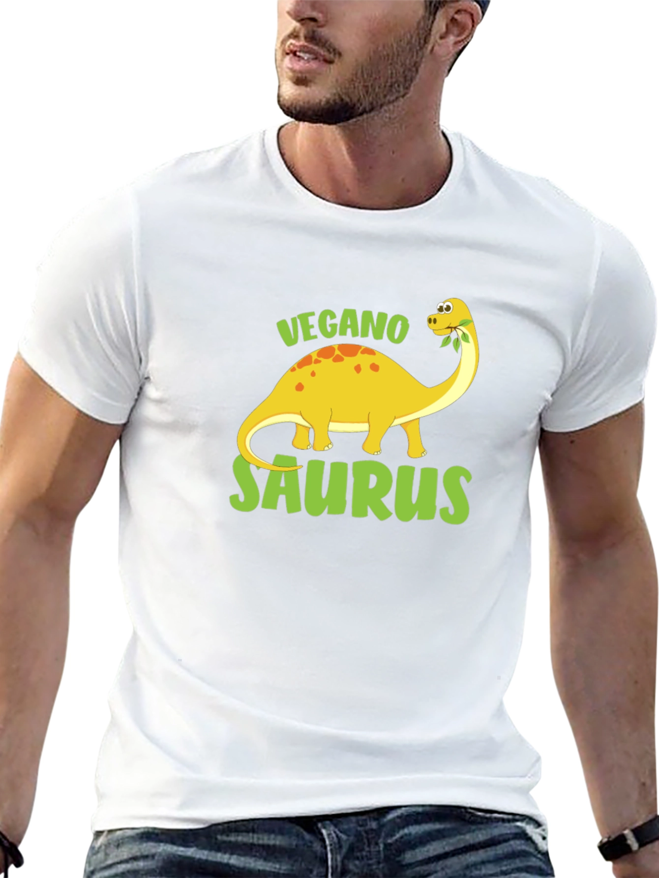 Vegano Saurus Black T-Shirt - Vegan Dinosaur Tee