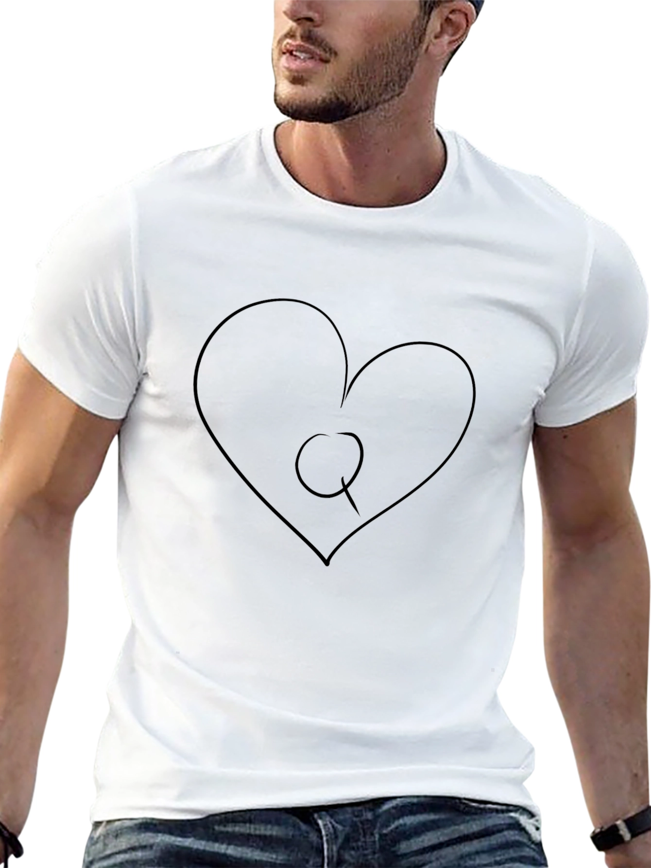 Heart Q Graphic Black T-Shirt - Casual Fashion Tee