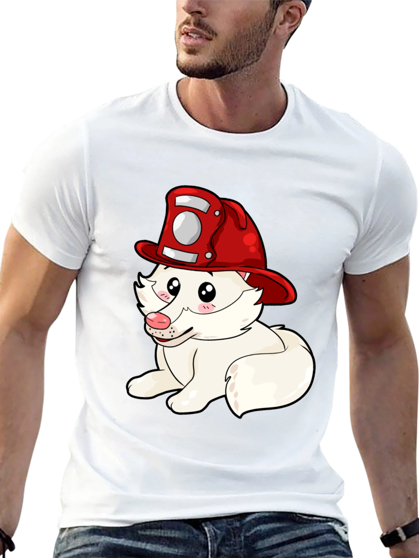 Firefighter Puppy T-Shirt - Cute Cartoon Dog Tee