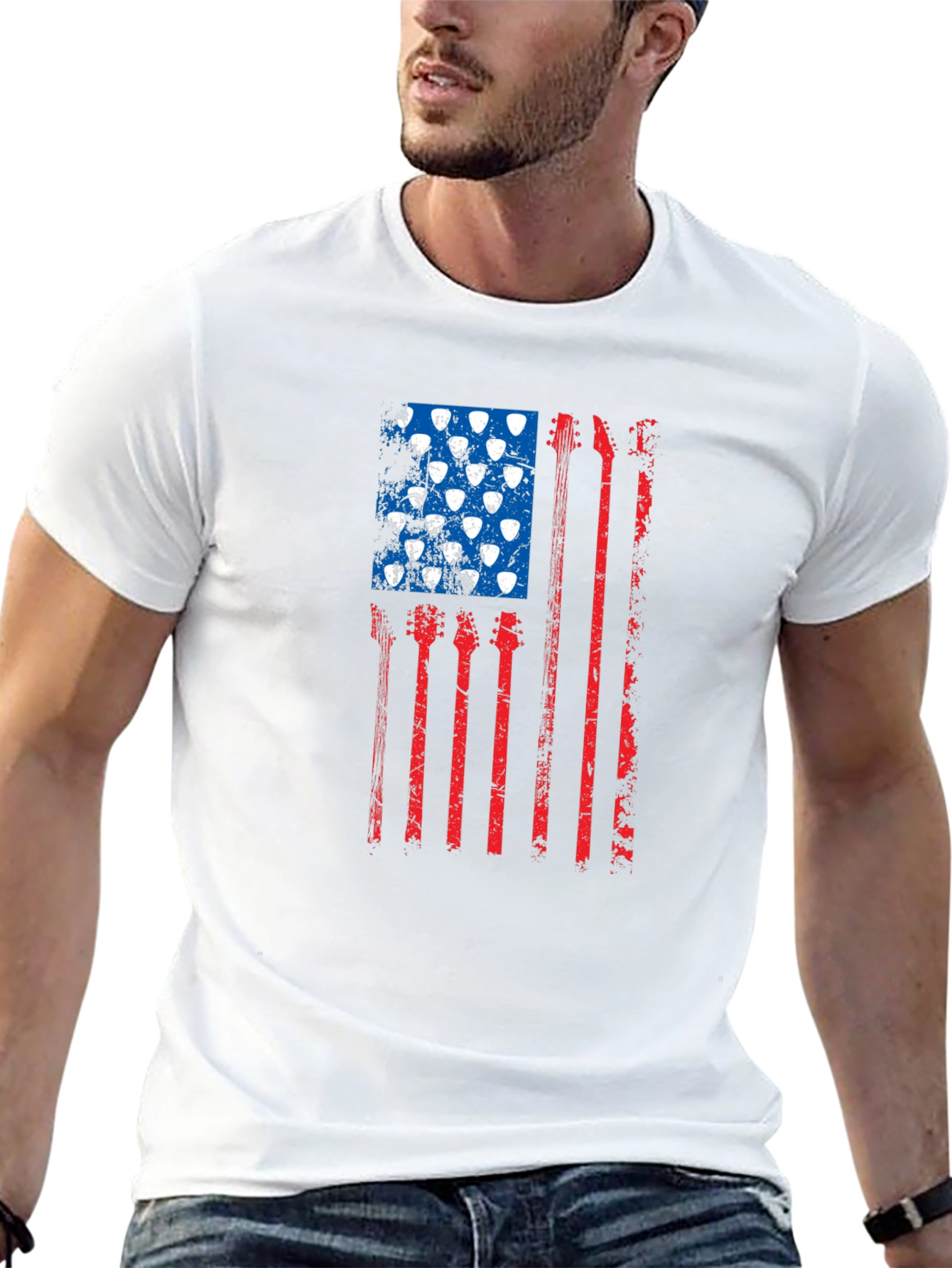 Patriotic Guitar American Flag T-Shirt