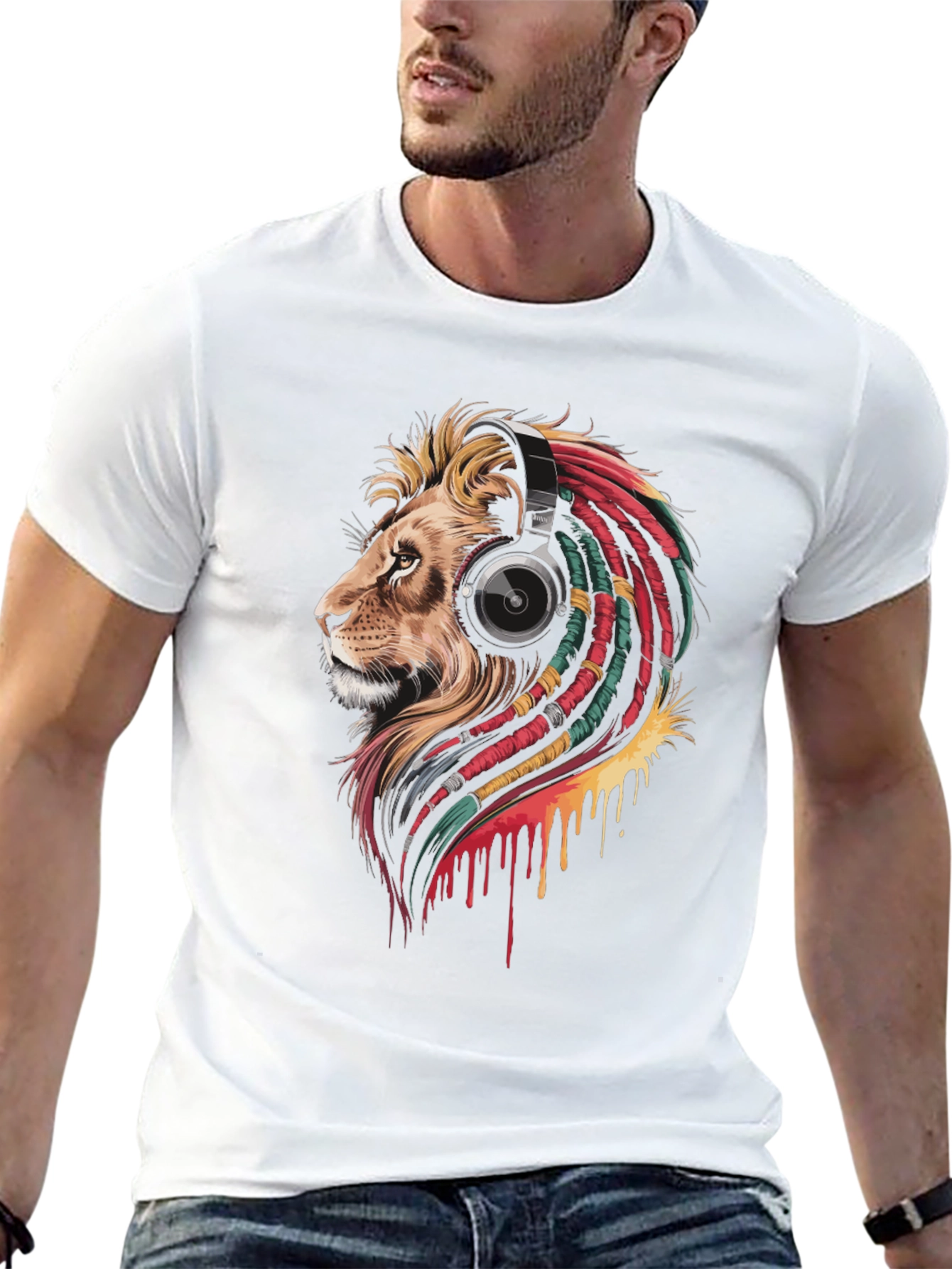 Lion Headphone Graphic T-Shirt