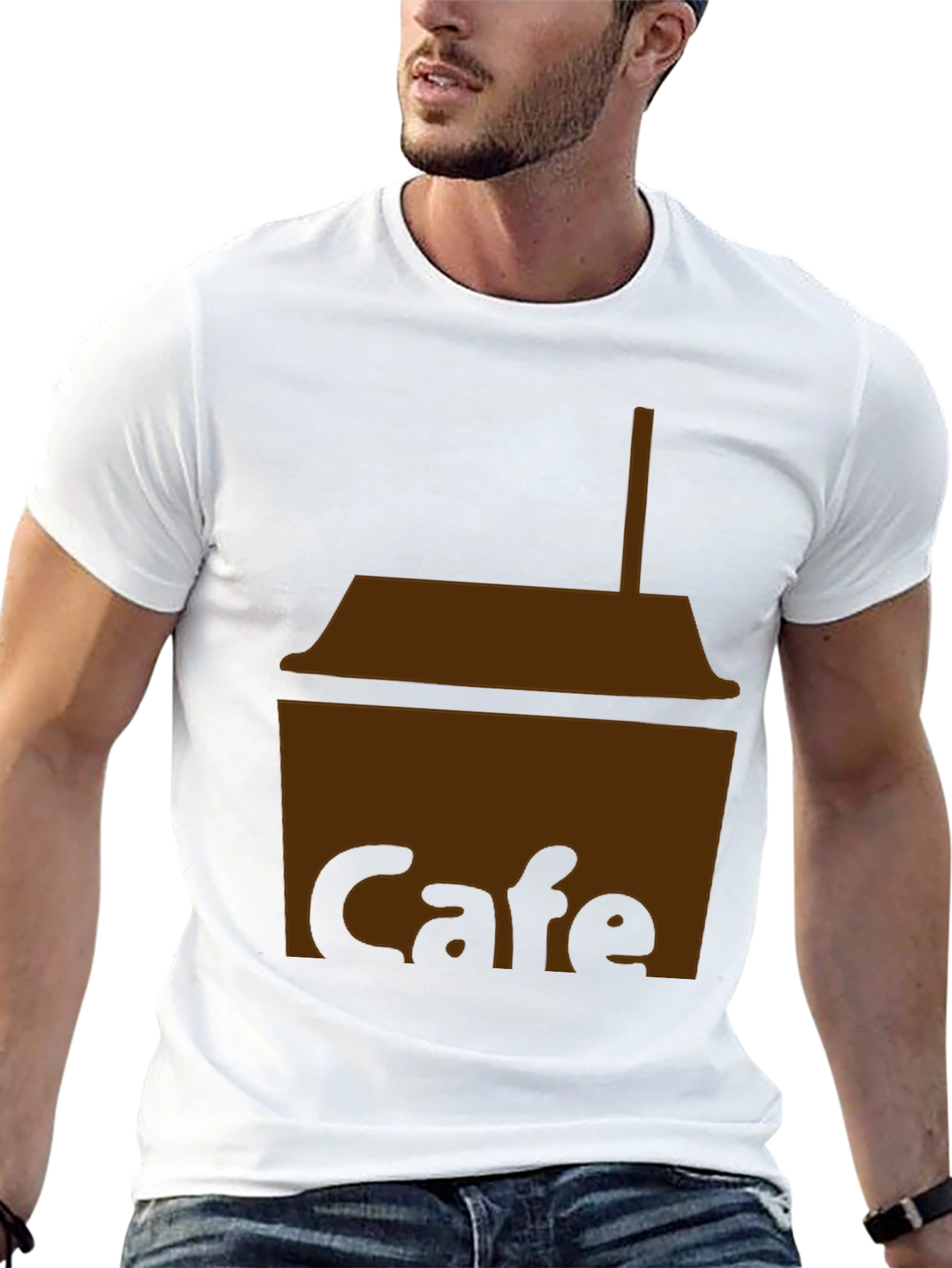 Cafe T-Shirt - Black Cotton Blend Graphic Tee