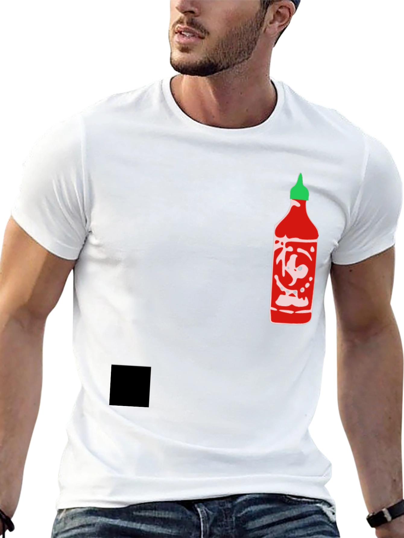 Sriracha Sauce Graphic T-Shirt - Casual Black Tee