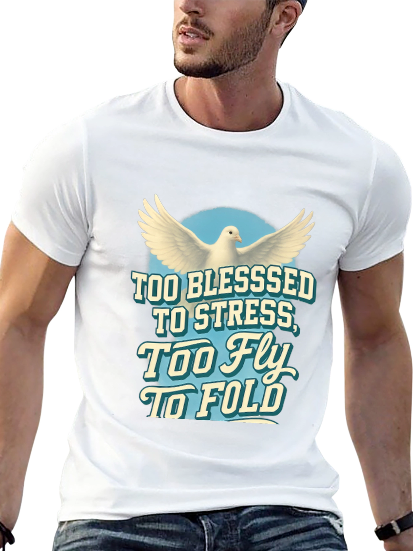 Blessed Dove Graphic Tee - Soft Black Cotton T-Shirt