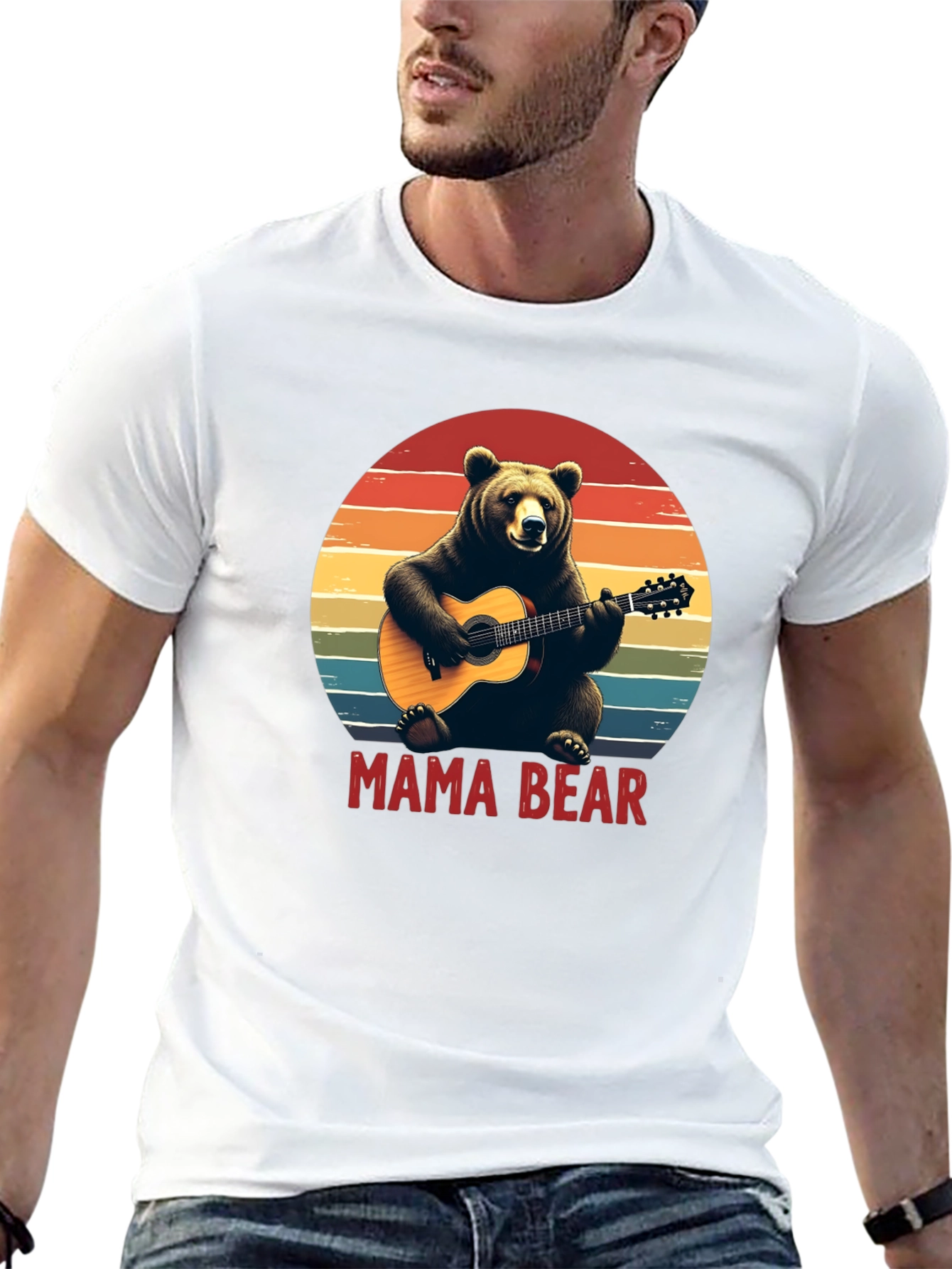 Mama Bear Guitar T-Shirt - Black