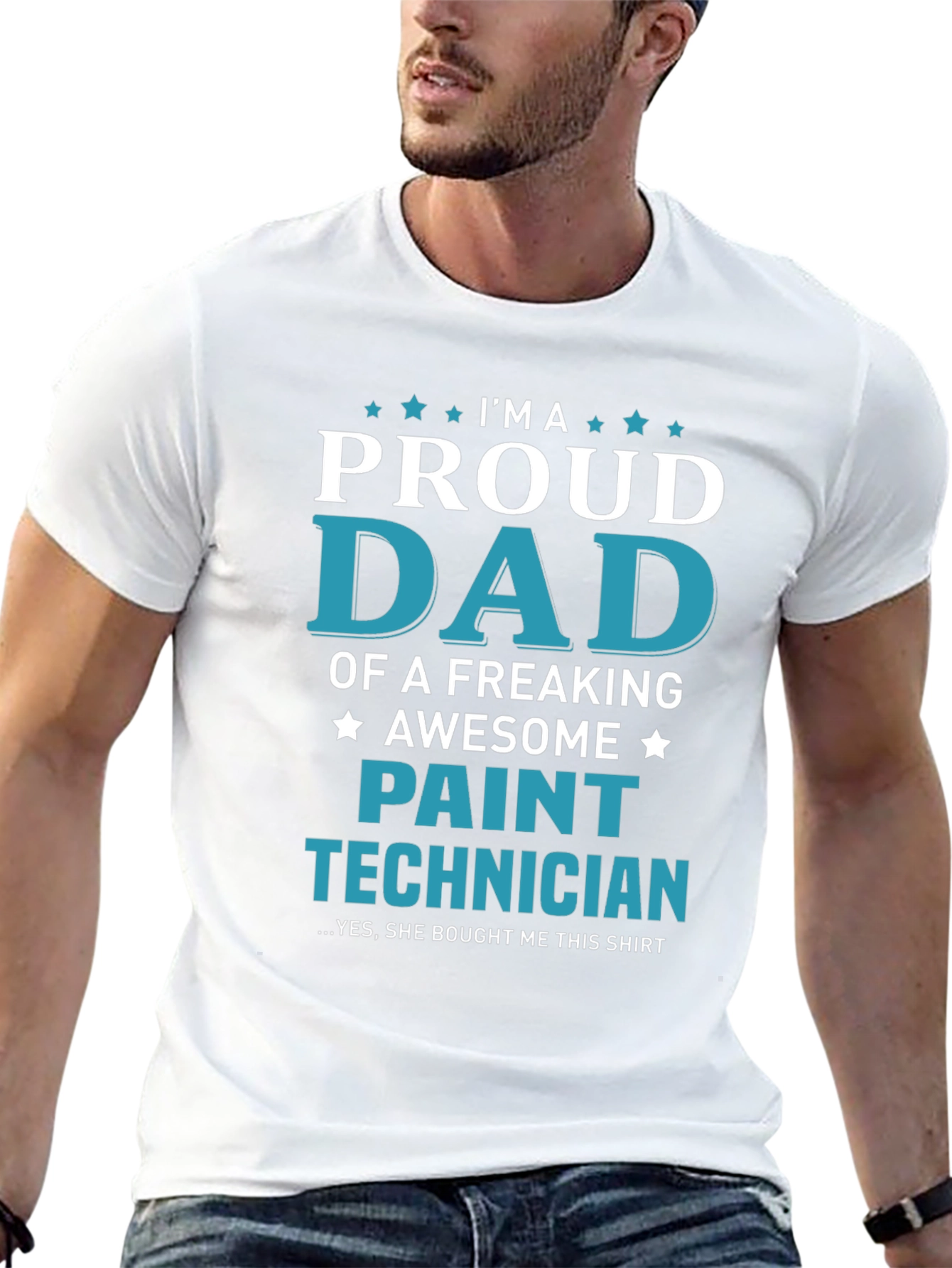 Proud Dad Paint Technician Graphic T-Shirt