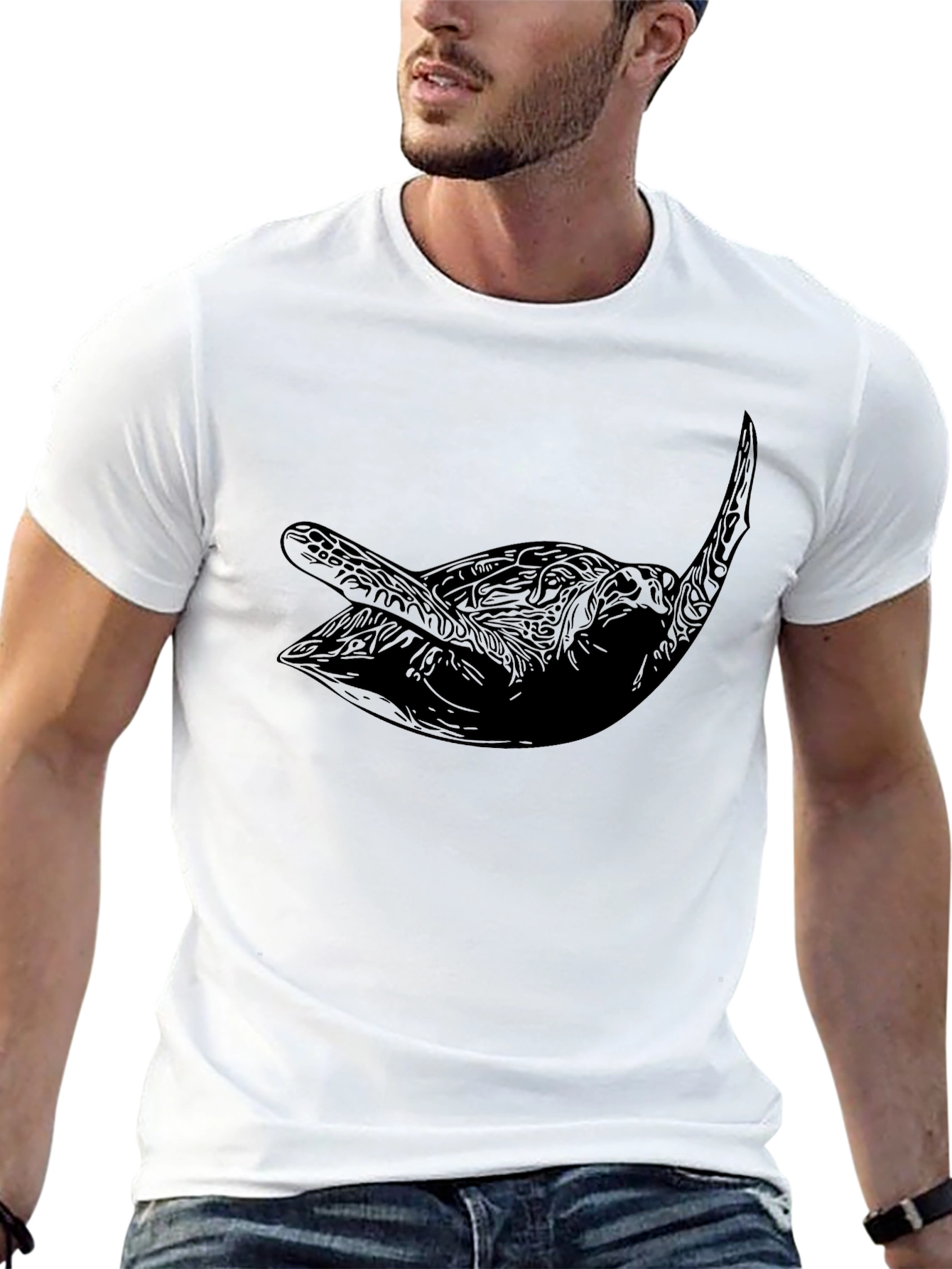 Mens Black Sea Turtle Graphic Tee