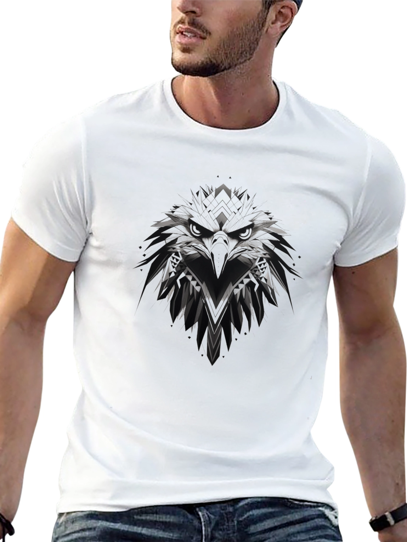 Mens Black Eagle Graphic T-Shirt
