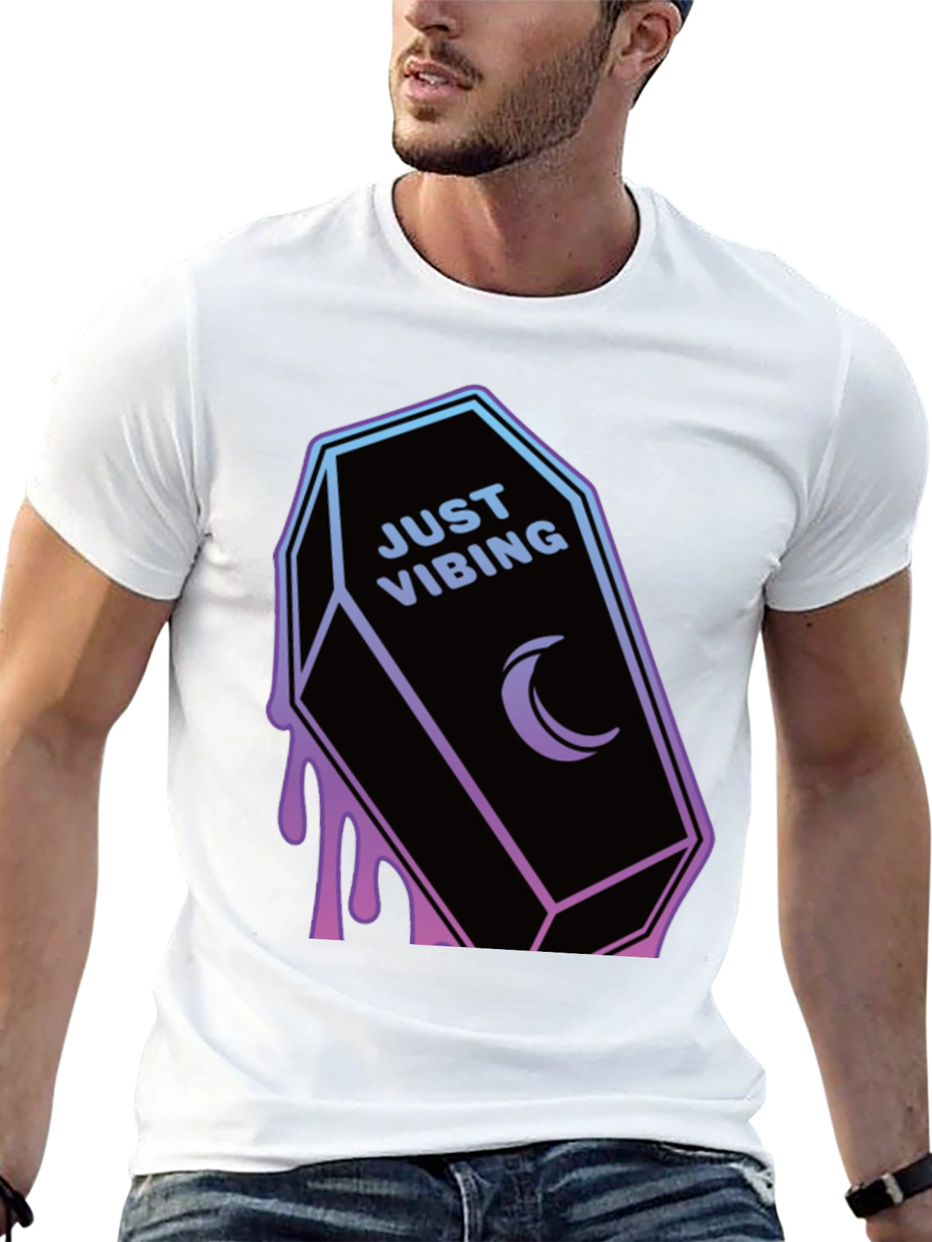 Just Vibing Coffin T-Shirt - Gothic Style