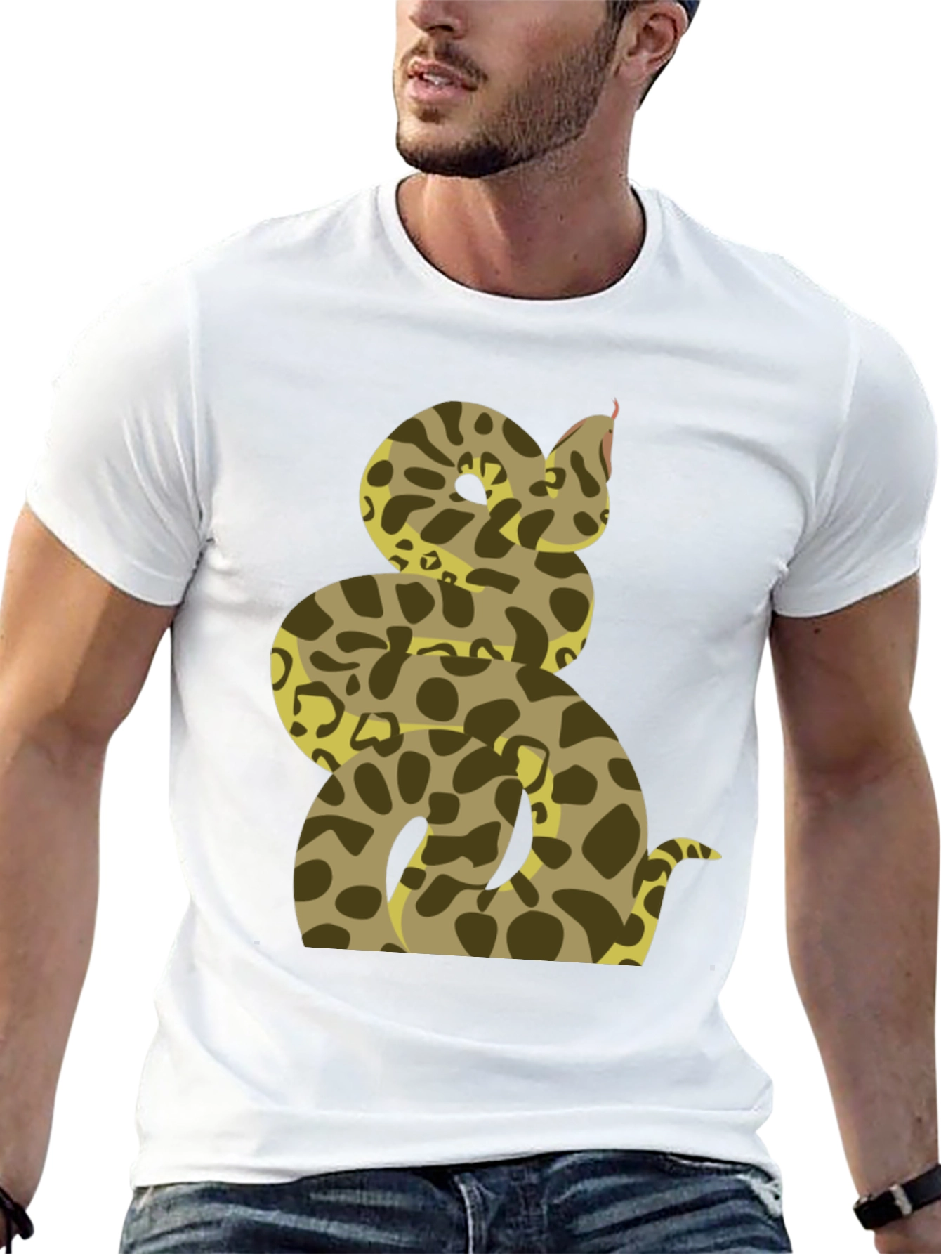 Snake Print T-Shirt - Mens Casual Tee