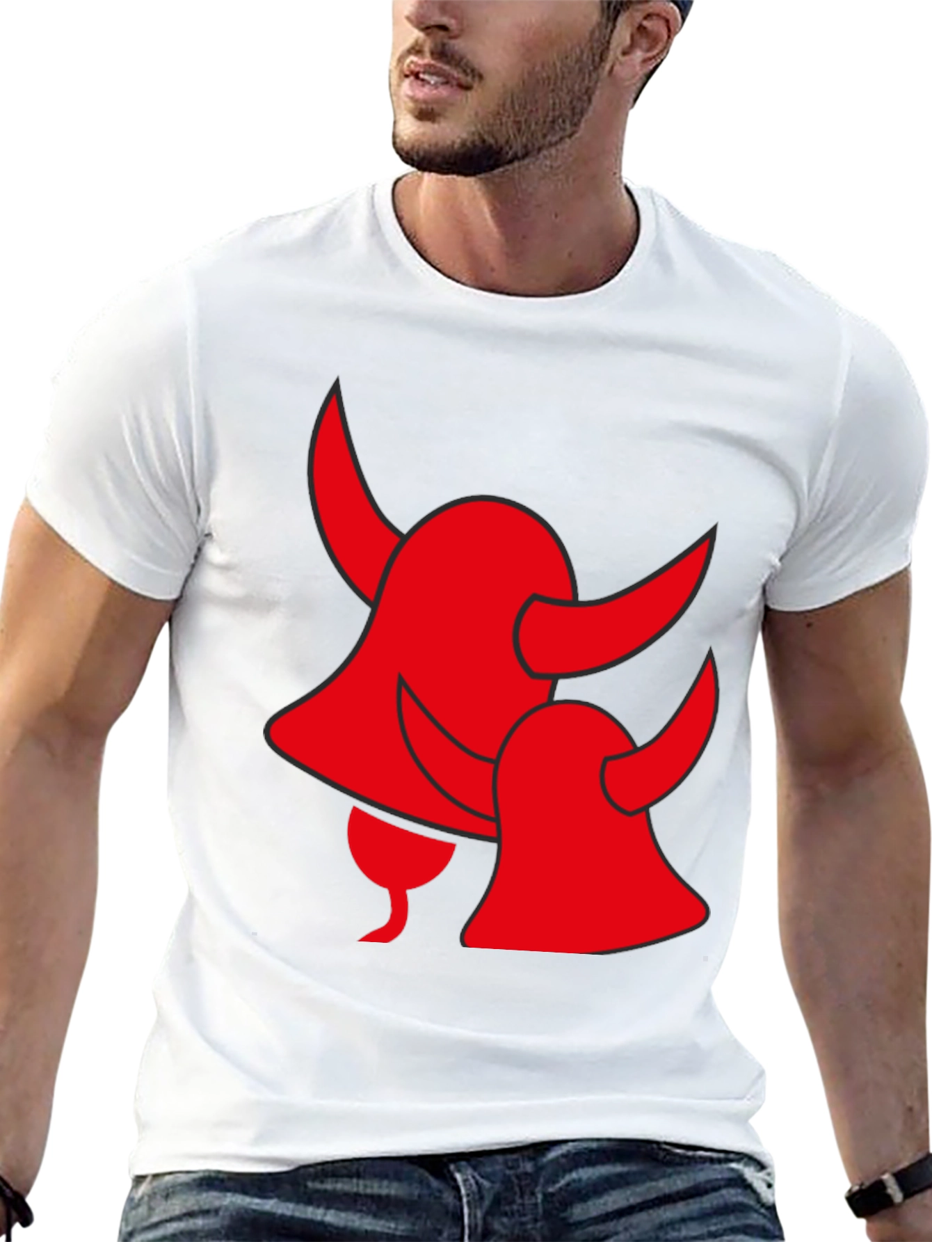 Red Devil Horns Graphic Black T-Shirt