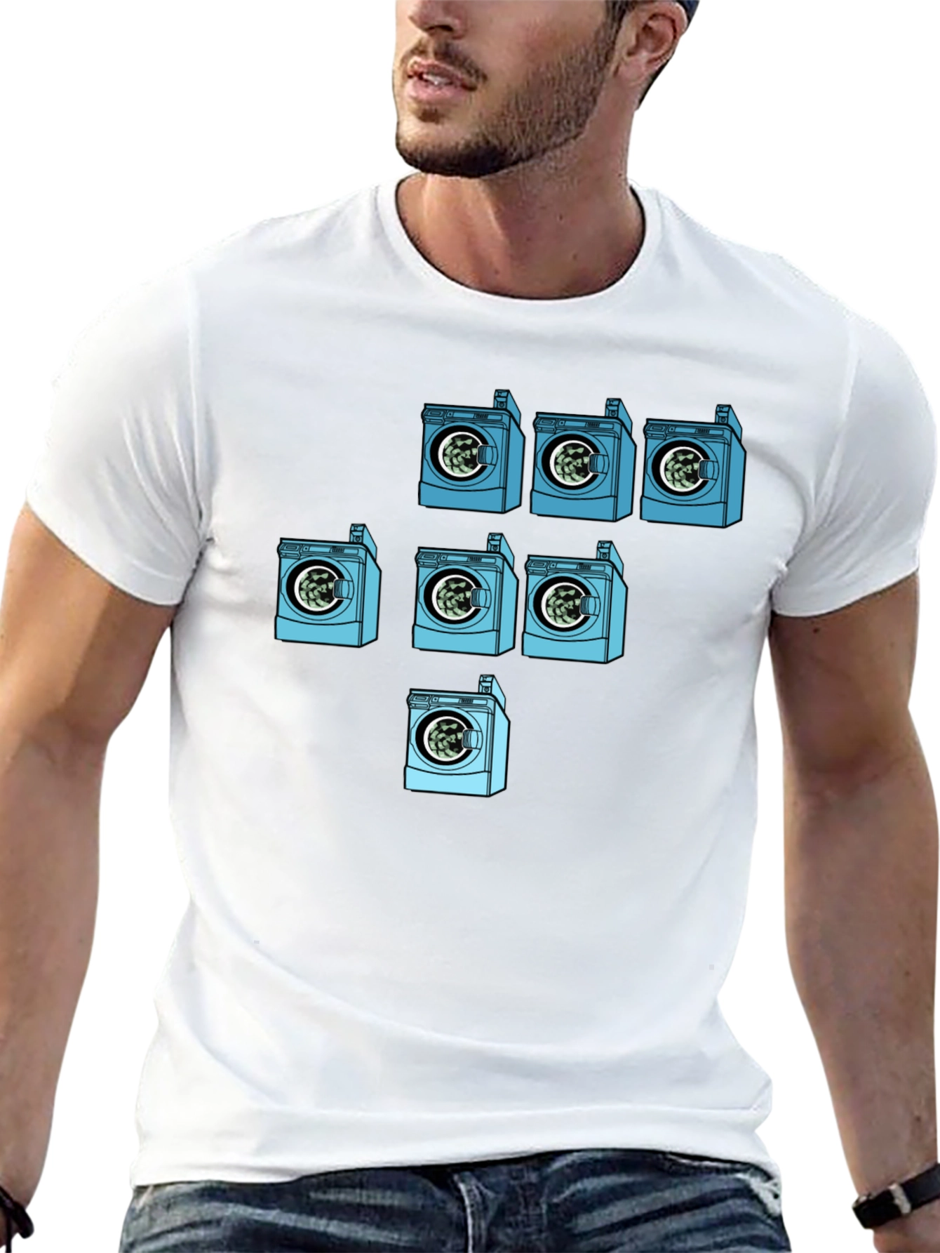 Washing Machine Print T-Shirt - Unique Graphic Tee