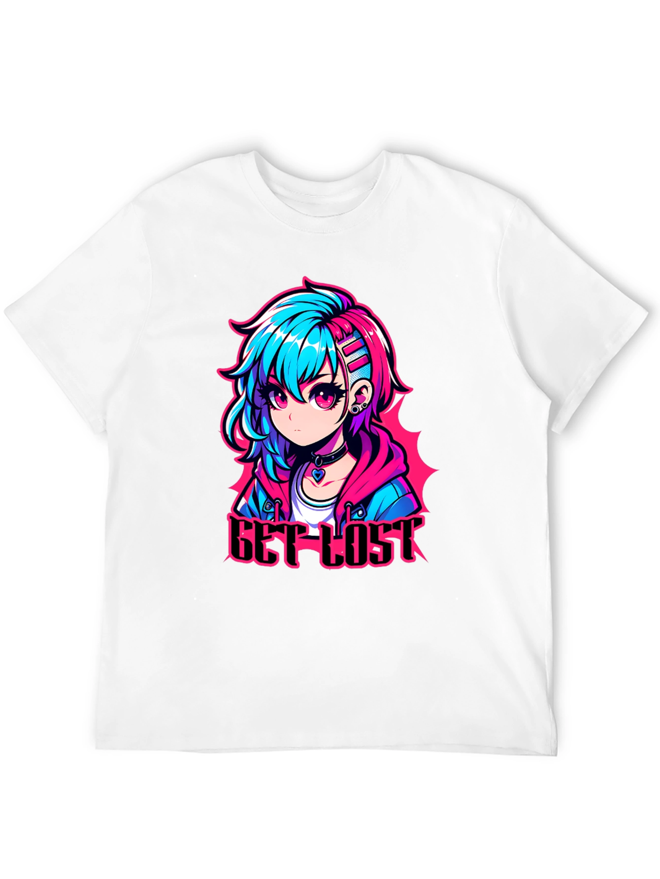 Anime Girl Get Lost Black T-Shirt