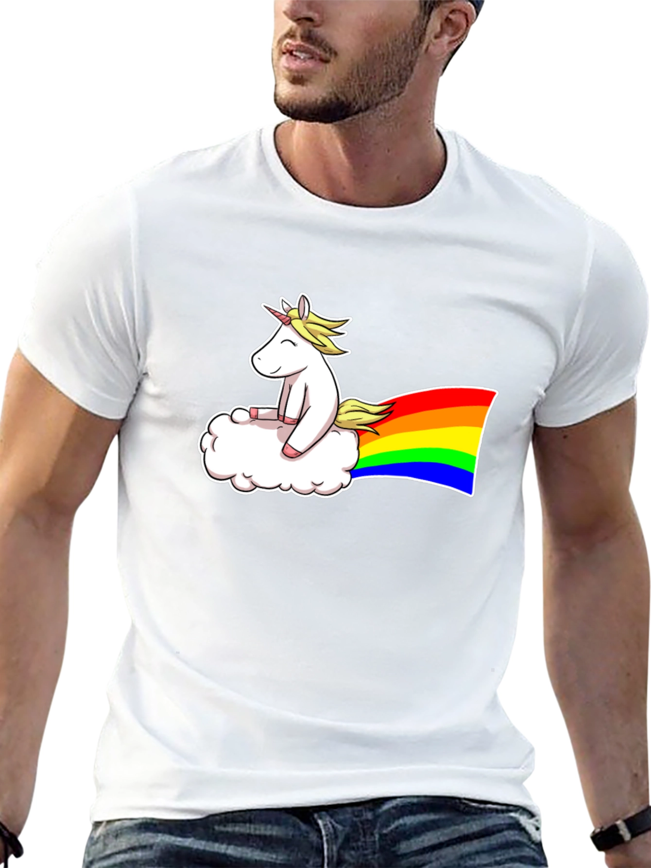 Unicorn Cloud Rainbow Graphic T-Shirt