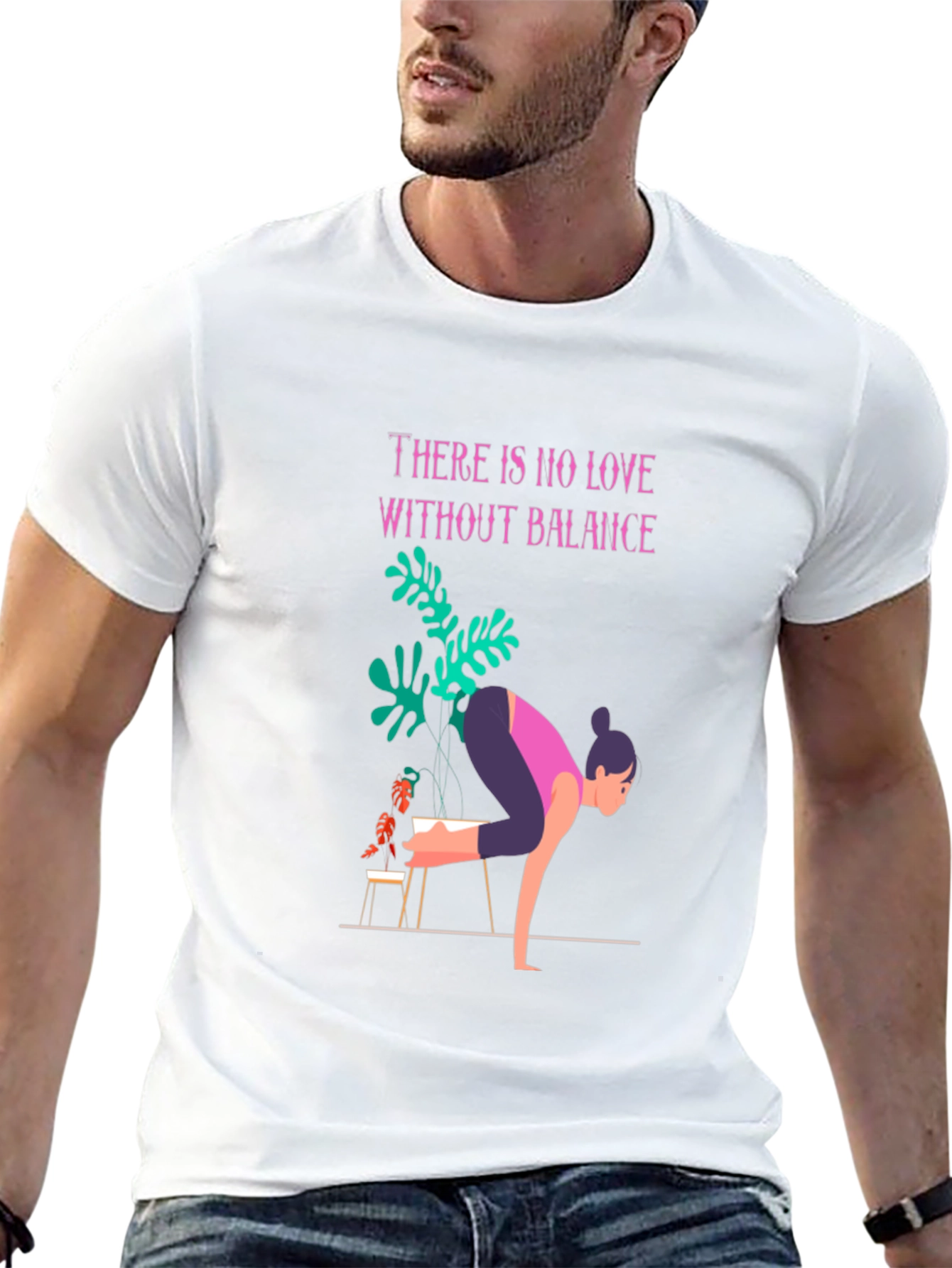Balance Yoga Graphic Tee - Black Cotton T-Shirt