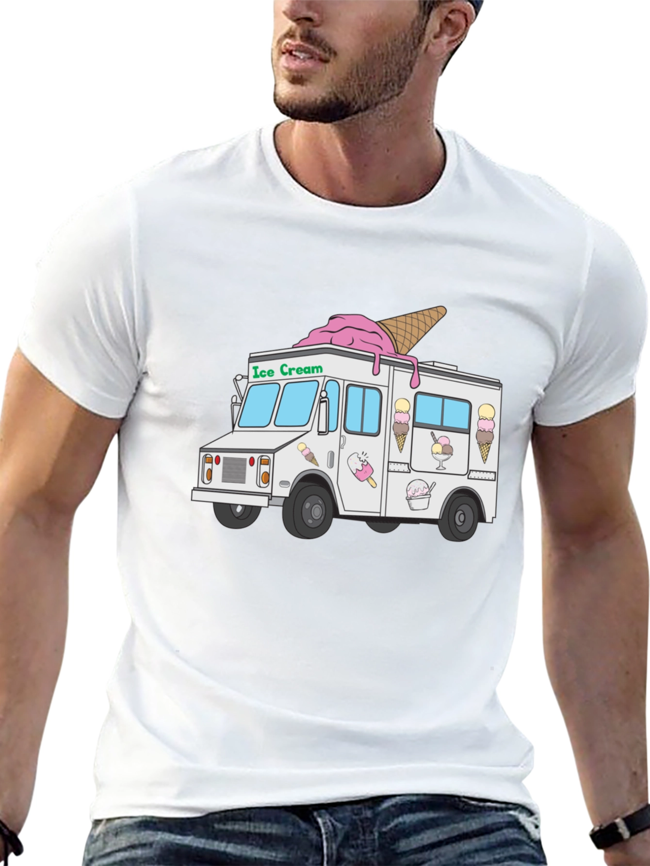 Ice Cream Truck Graphic T-Shirt - Black