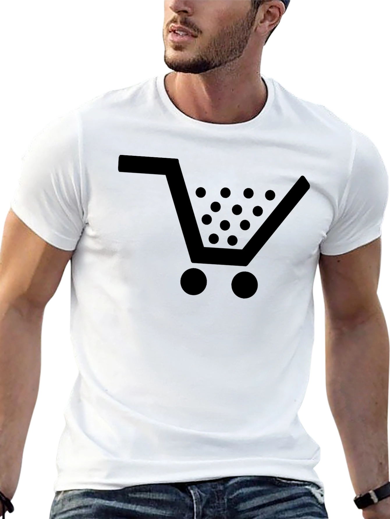 Shopping Cart Graphic Tee - Black Cotton