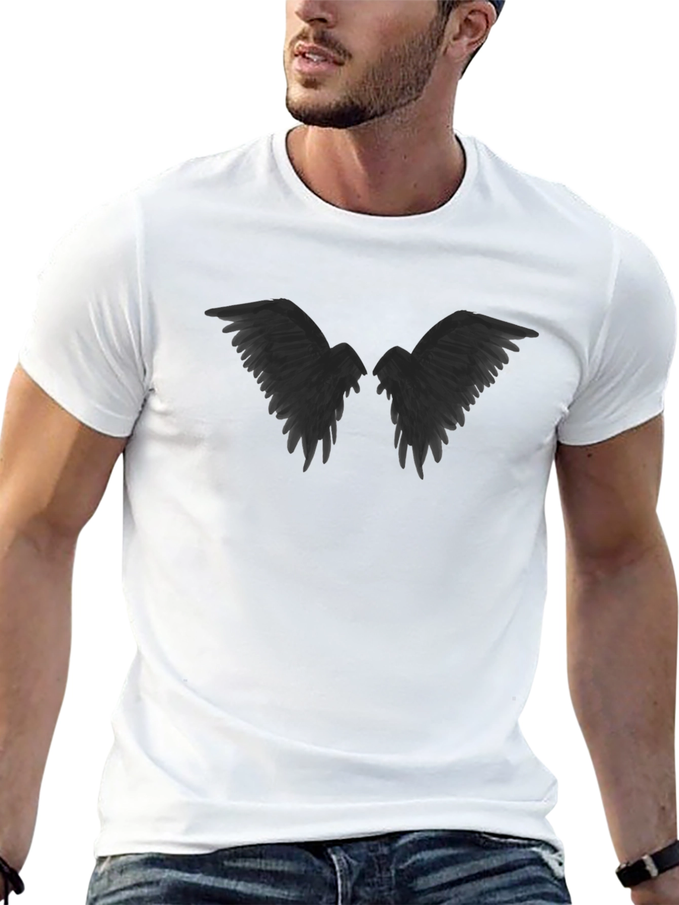 Raven Wings Graphic Tee - Gothic Style Black T-Shirt