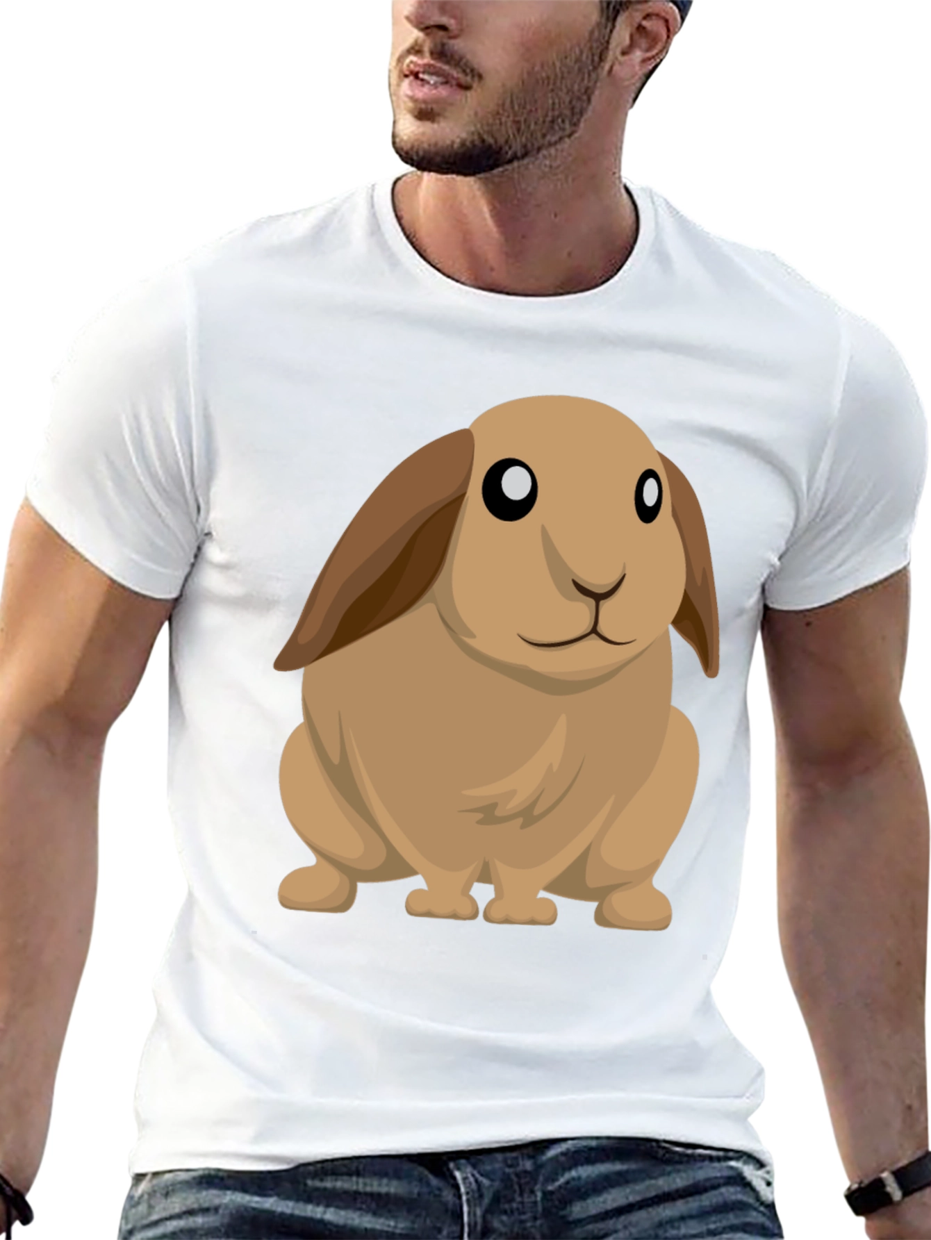 Cute Cartoon Bunny Rabbit Black T-Shirt