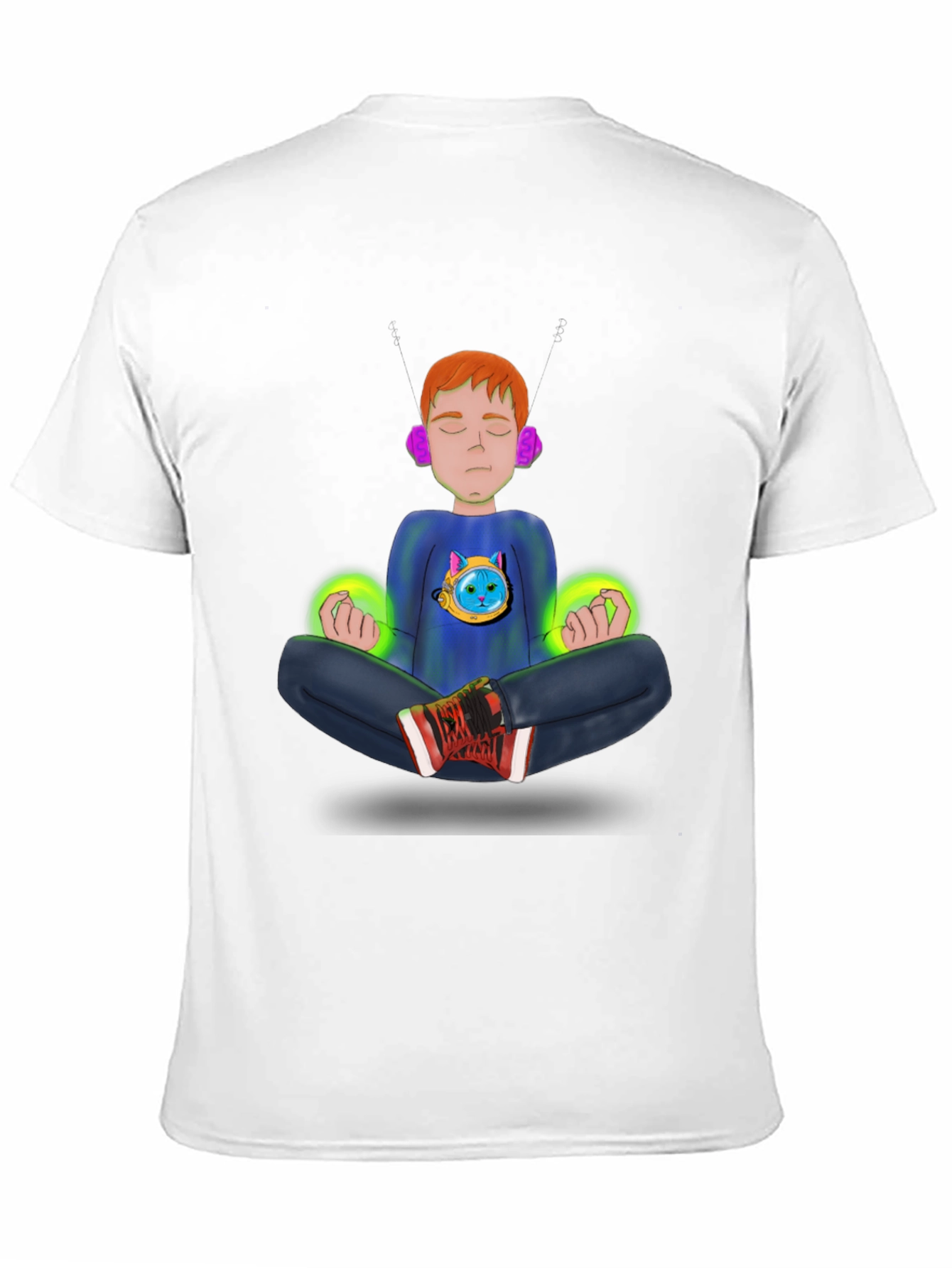 Meditating Astronaut Cat Graphic Tee