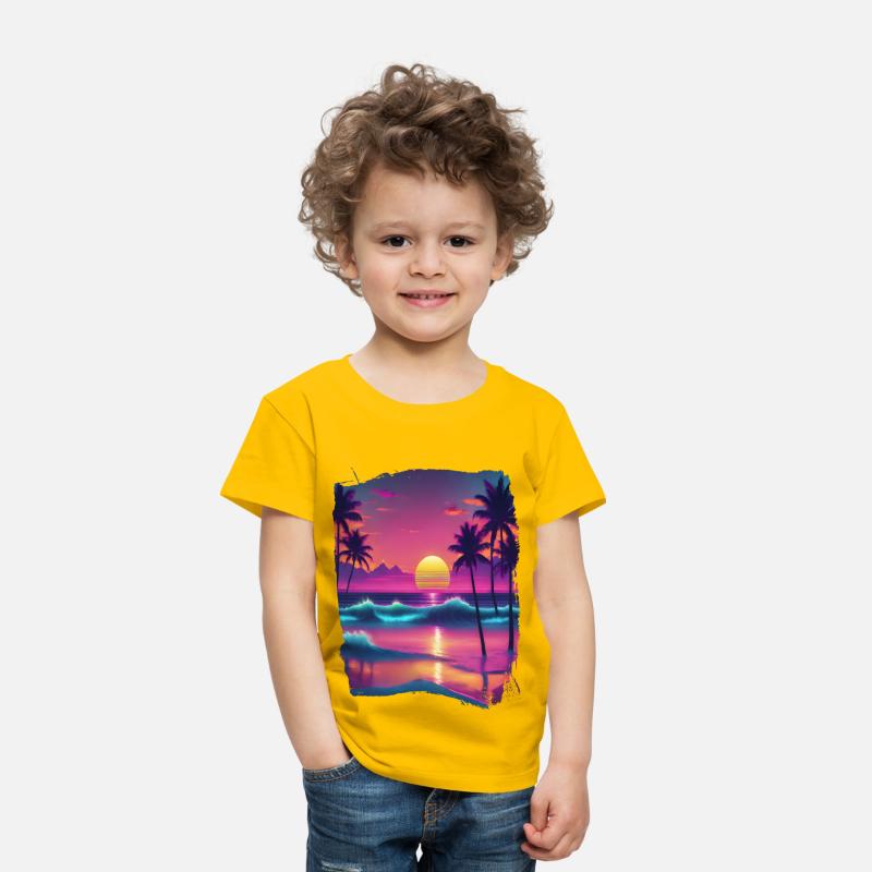 80s AI Airbrushed Beach Scene -Kids Shirts