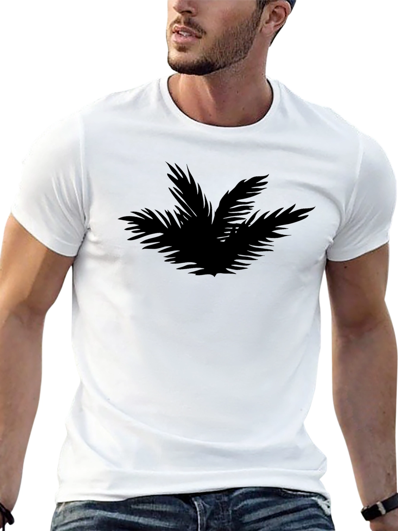 Stylish Black Palm Print T-Shirt for Men