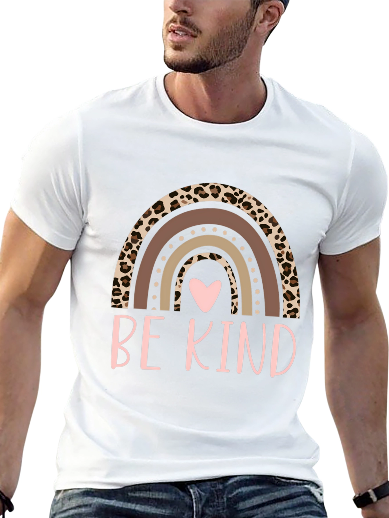 Be Kind Rainbow Leopard Print T-Shirt