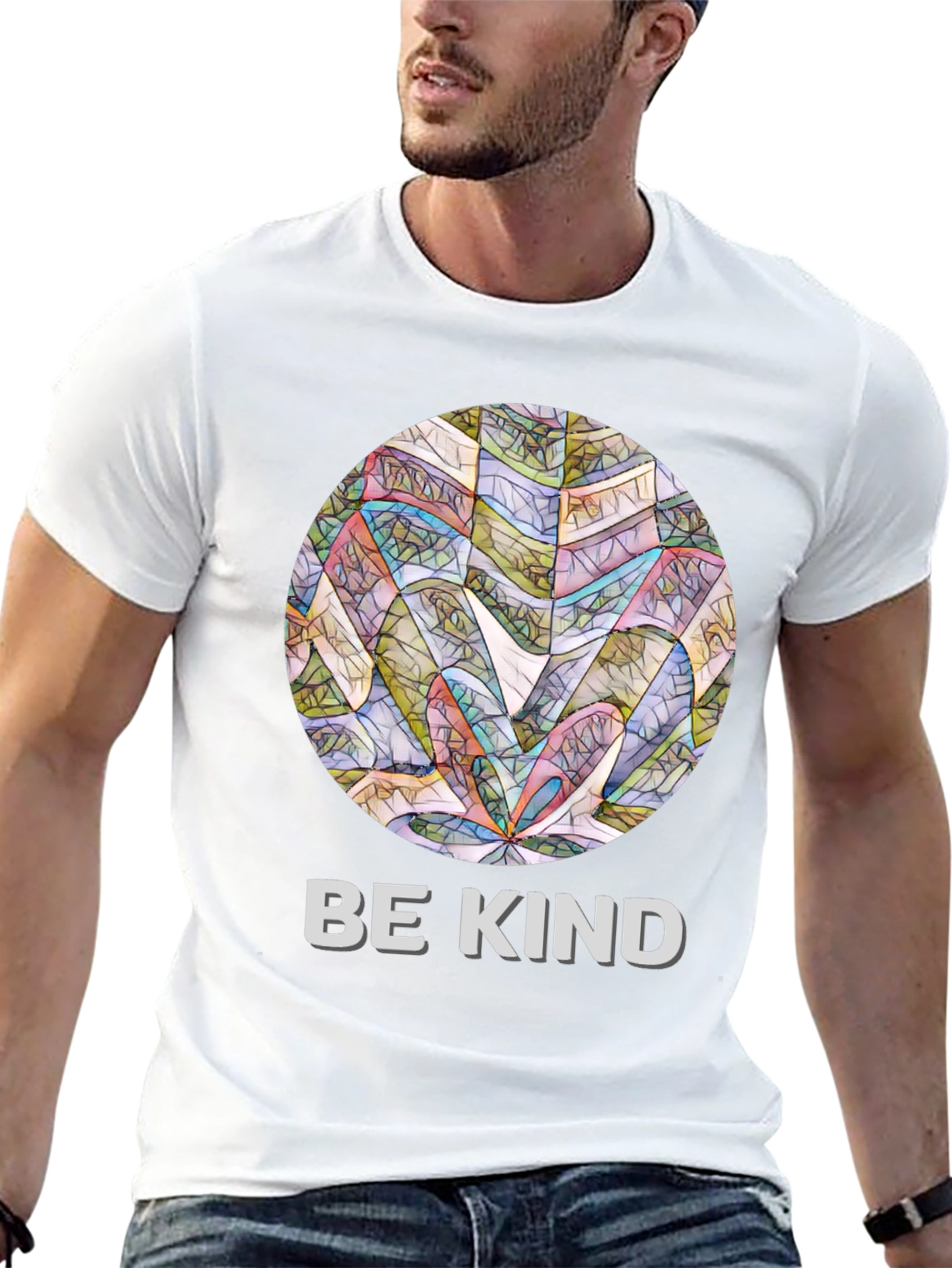Be Kind Graphic Tee - Abstract Circle Design