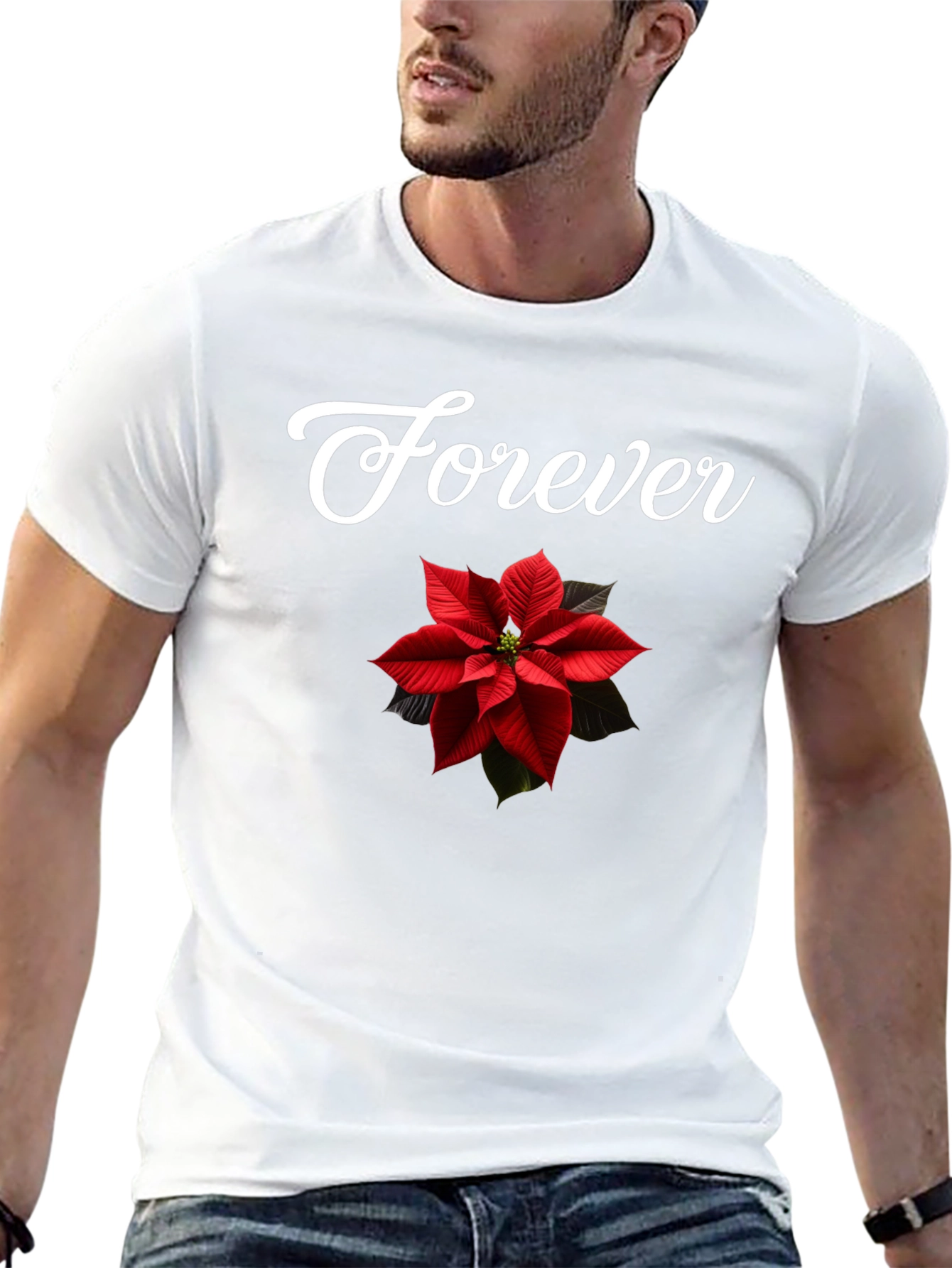 Forever Poinsettia Black Tee
