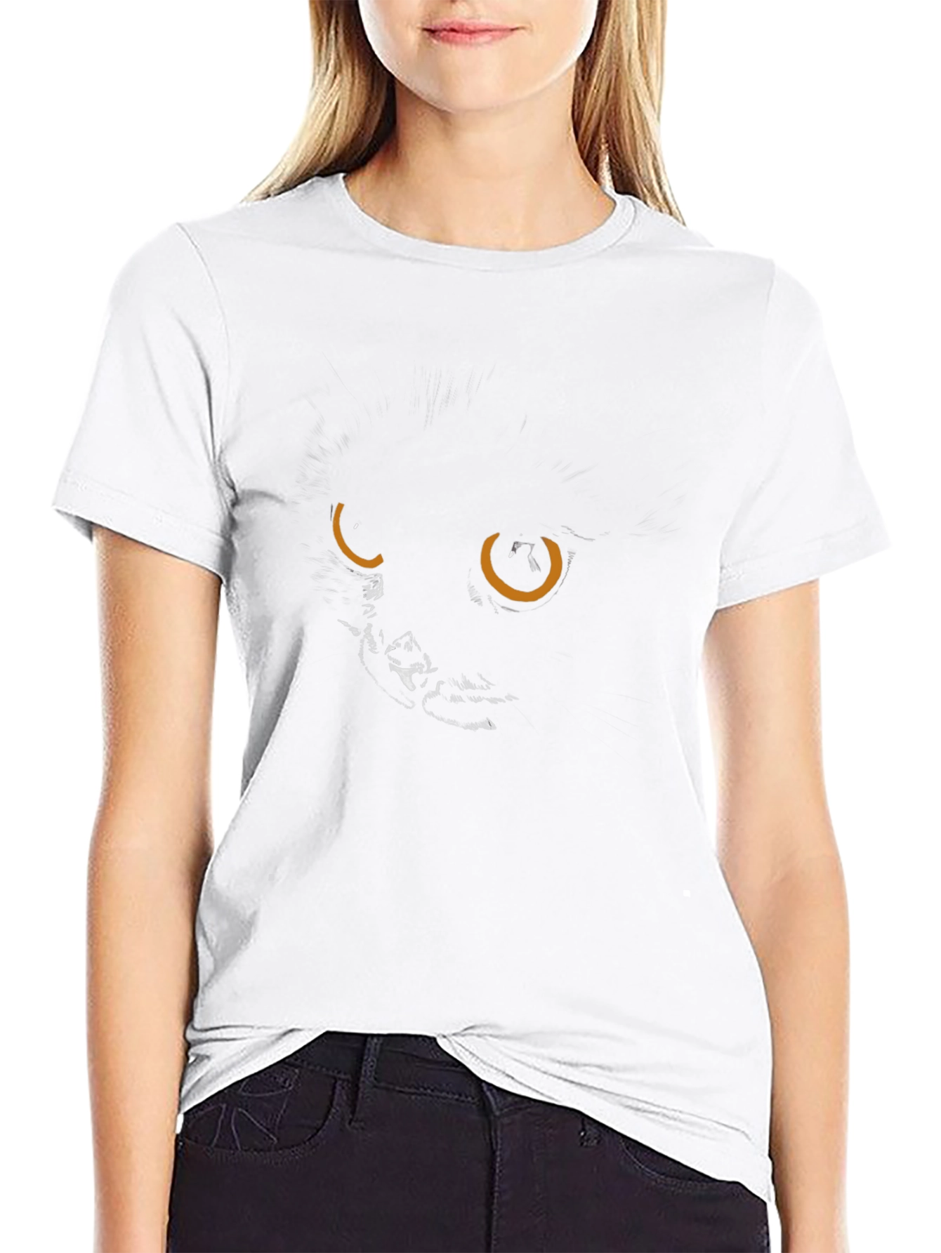 Black Cat Eyes Graphic Tee - Mens Casual Top