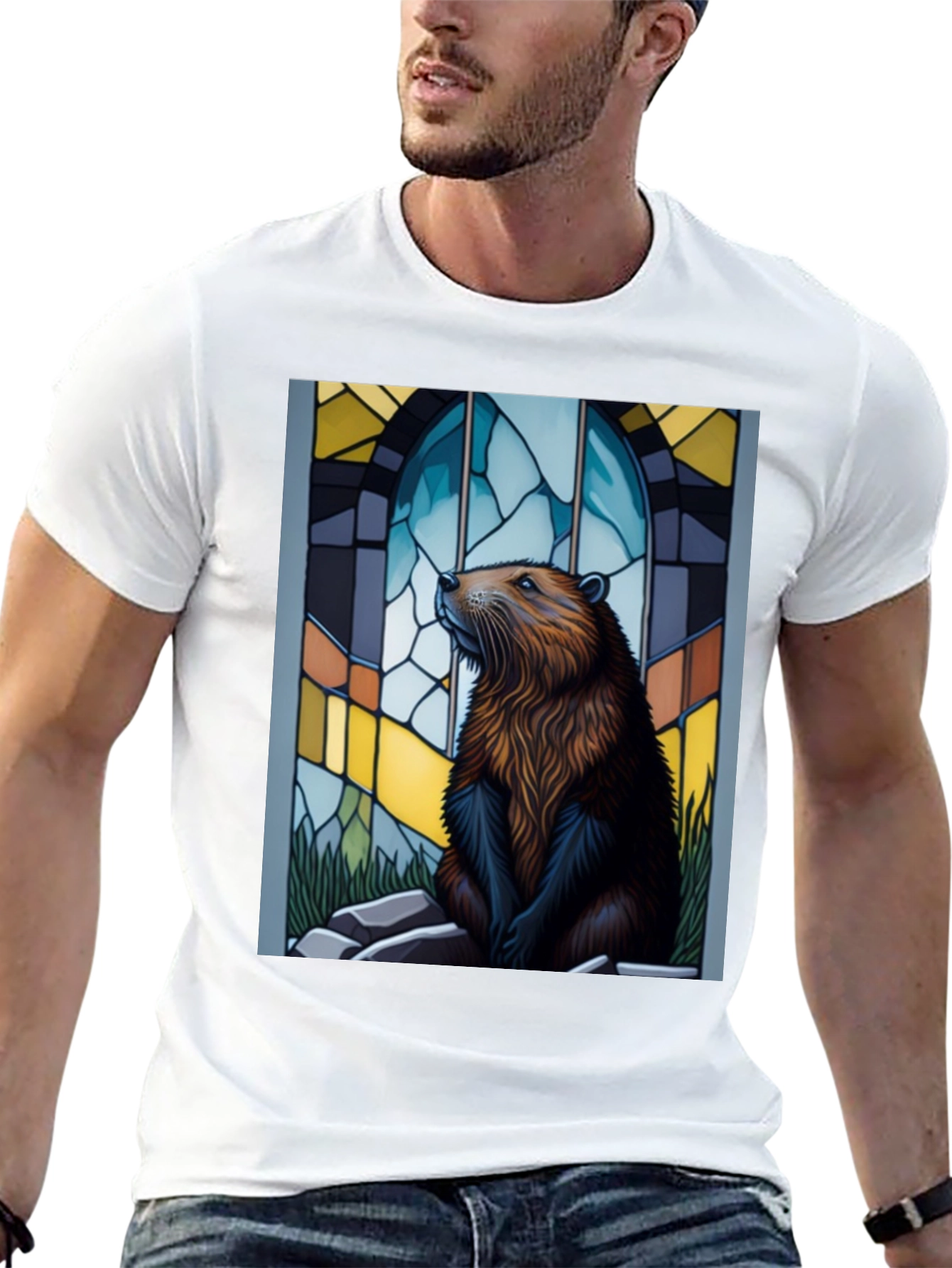 Beaver Stained Glass Graphic Tee