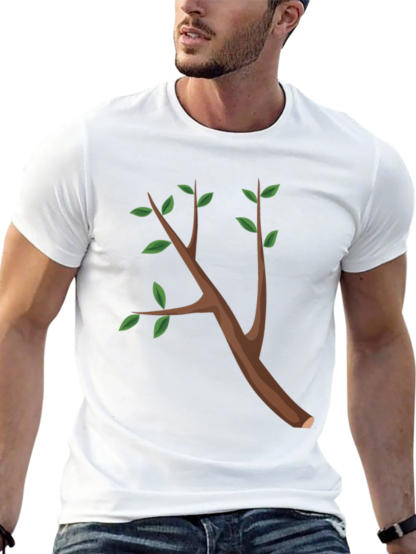 Nature Branch Graphic Tee - Black Cotton T-Shirt