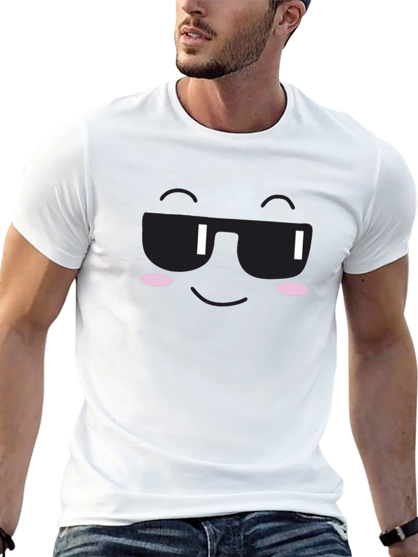 Cool Face Graphic Tee - Black Cotton T-Shirt