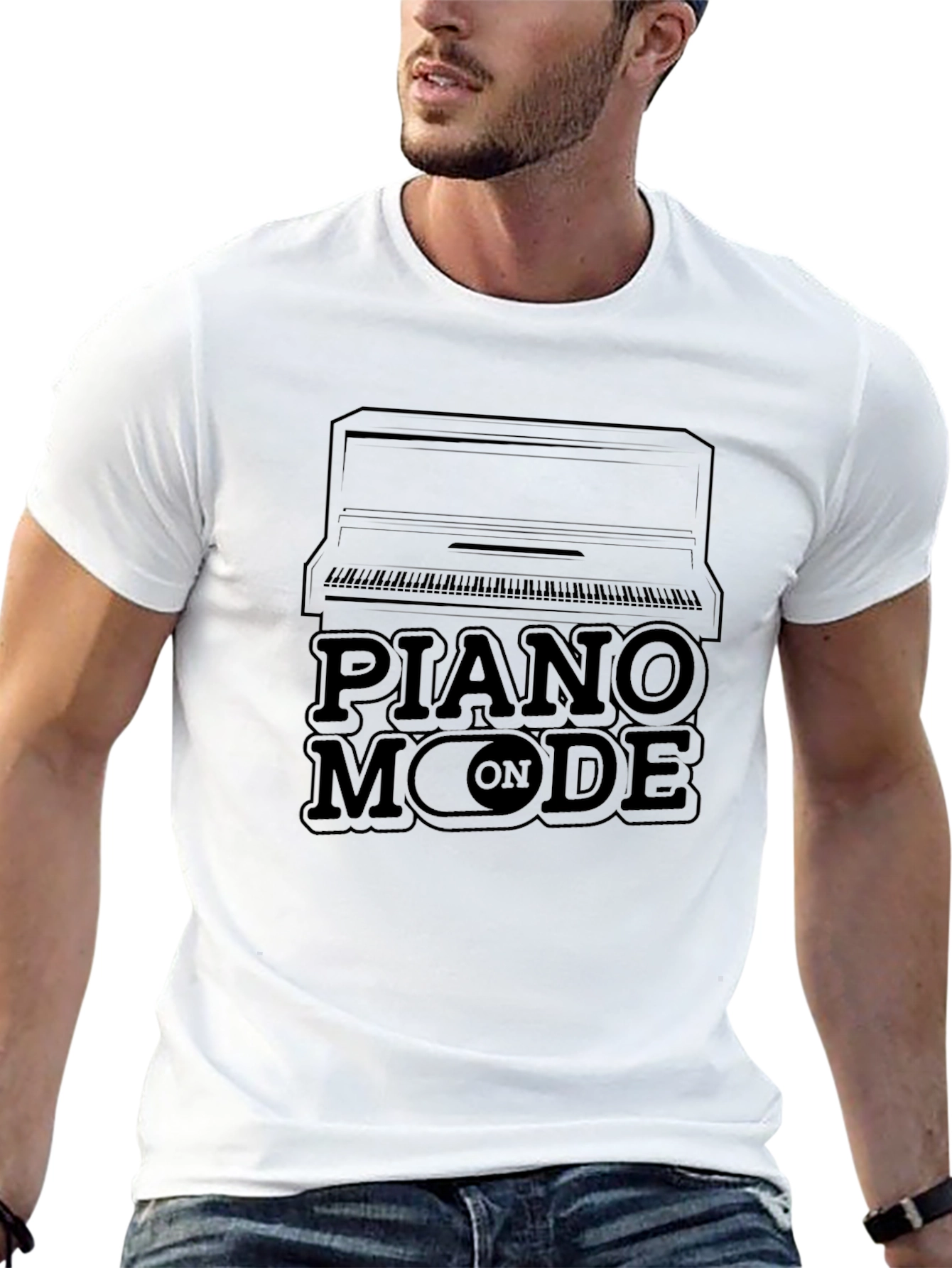 Piano Mode On Black T-Shirt