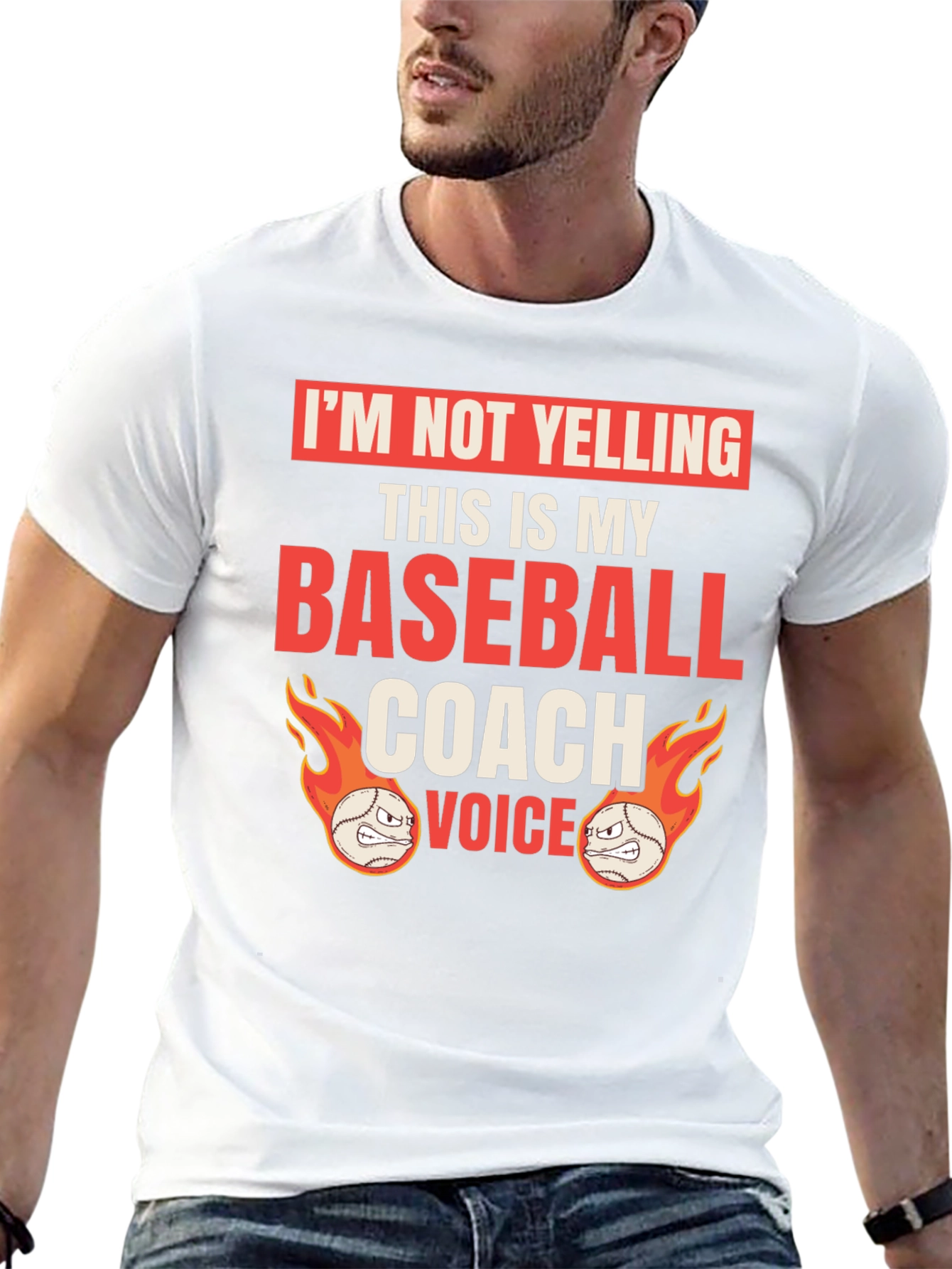 Funny Baseball Coach T-Shirt: Im Not Yelling!