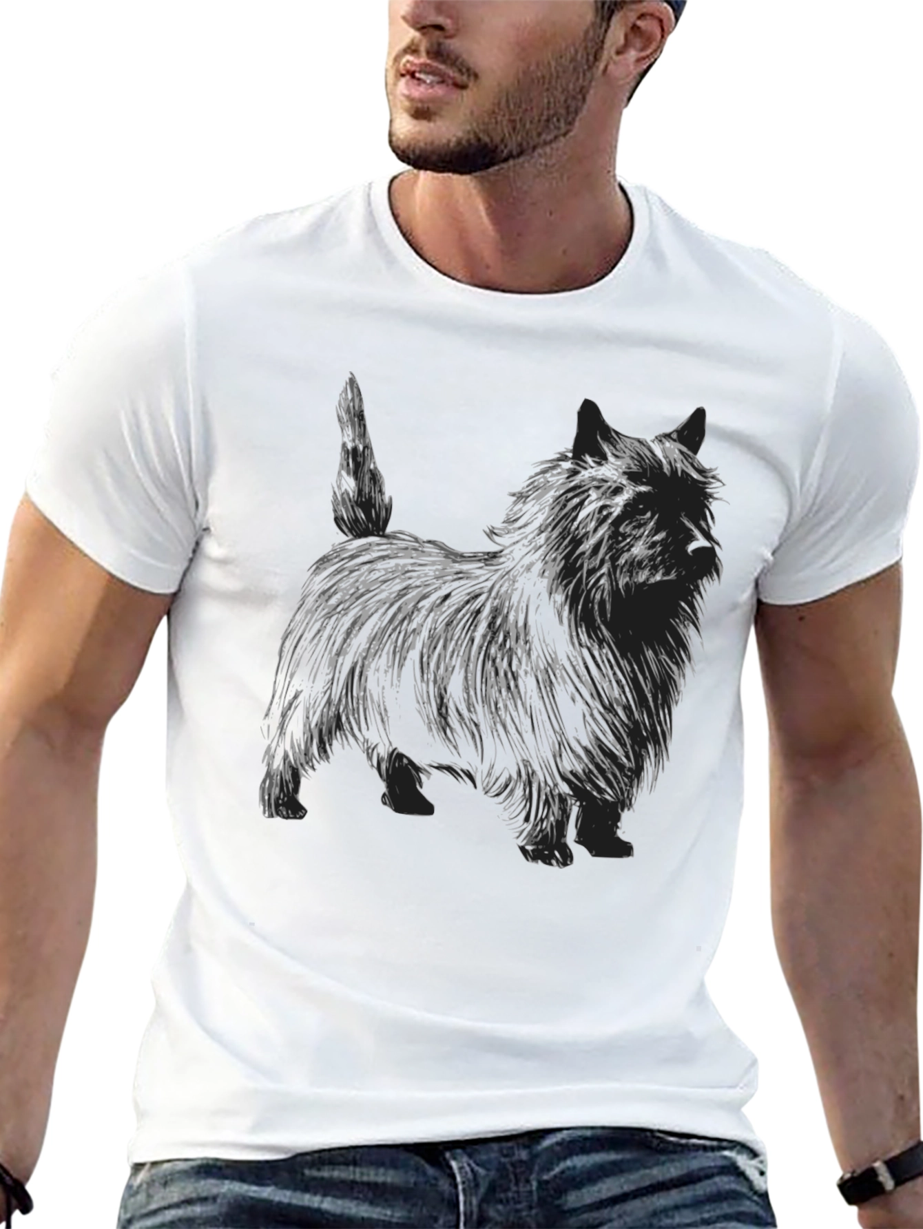 Cairn Terrier Sketch Black T-Shirt - Dog Lover Apparel