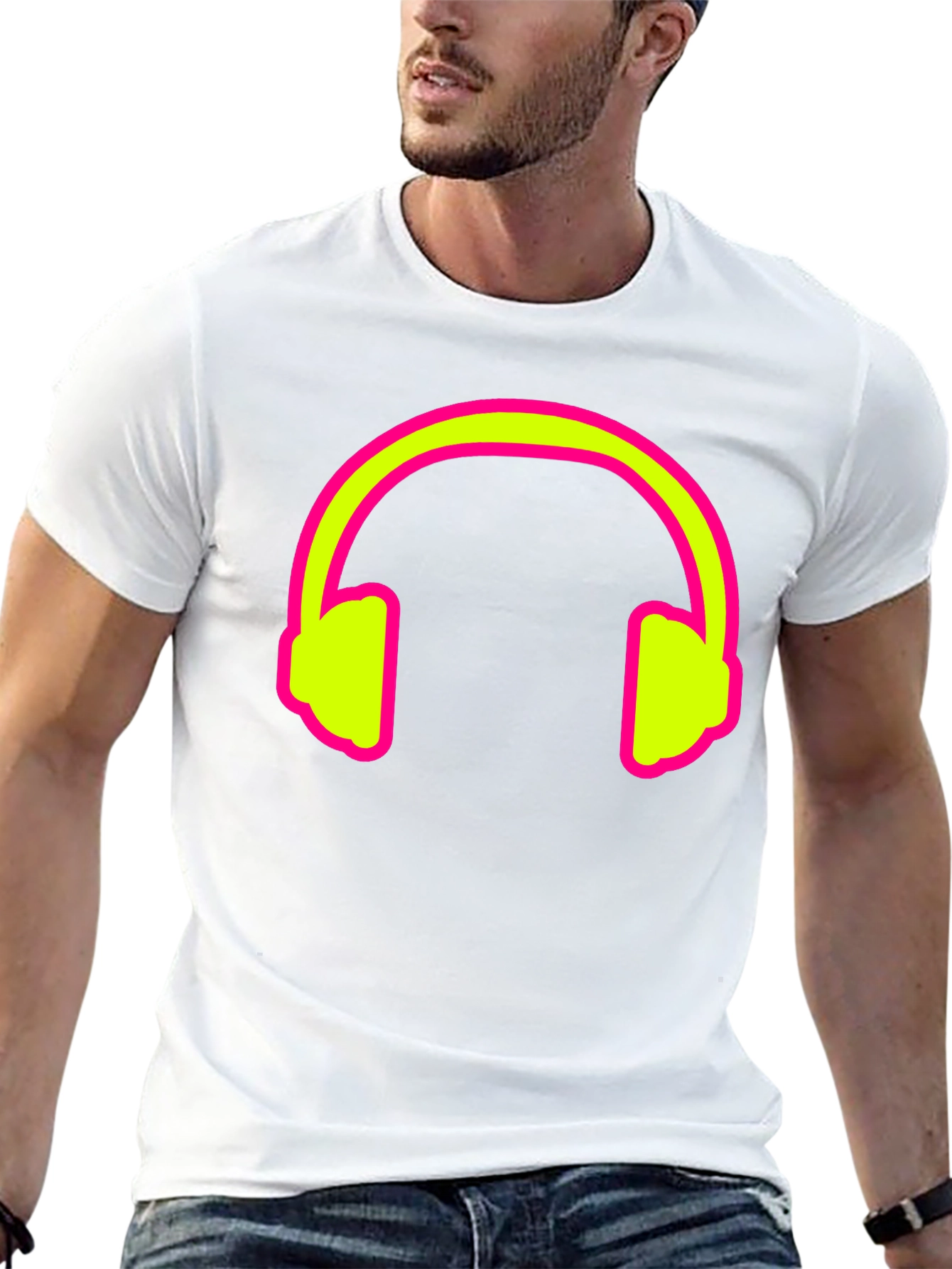 Neon Headphones Graphic Tee - Cool & Stylish