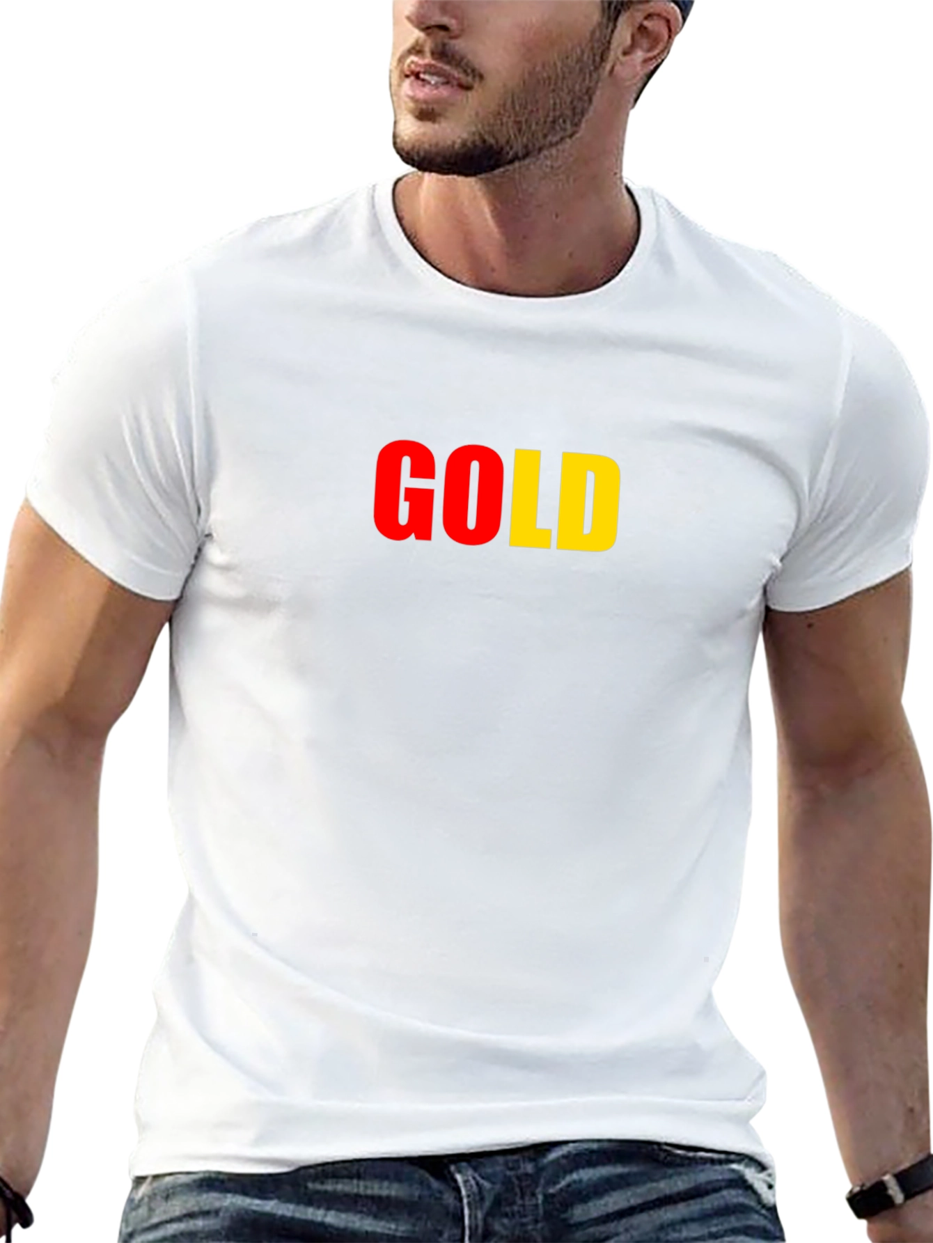 Gold Text Graphic T-Shirt - Black