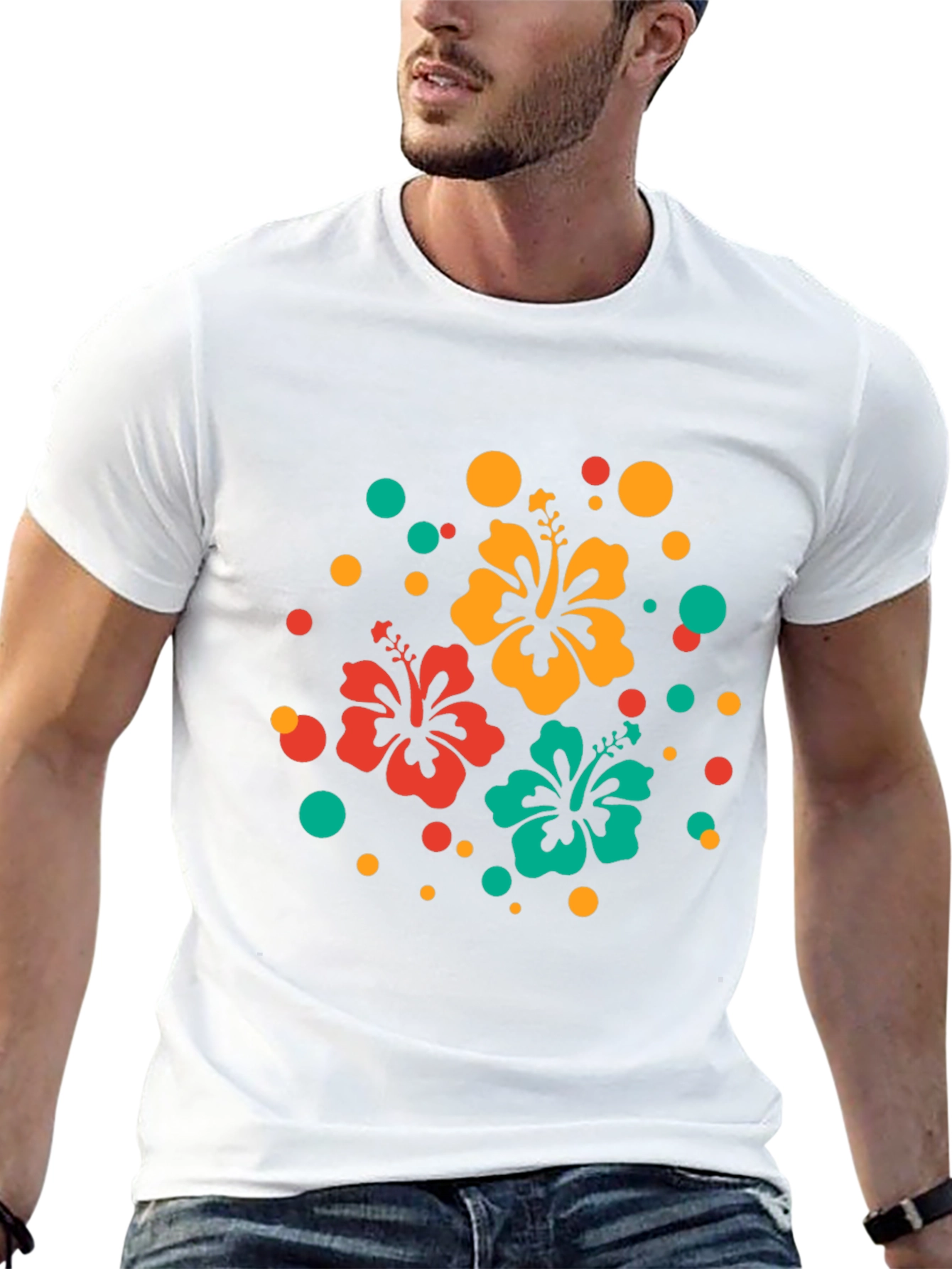 Tropical Hibiscus Flower Black T-Shirt