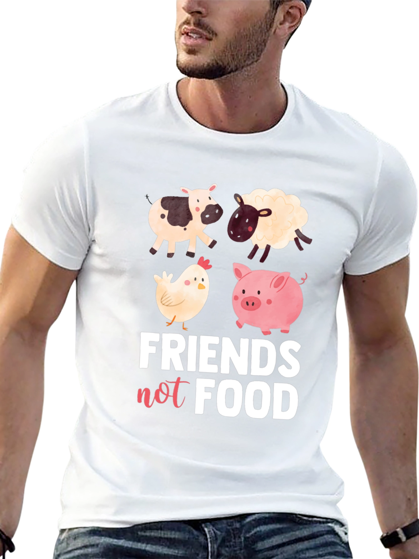 Vegan Friends Not Food Graphic Tee