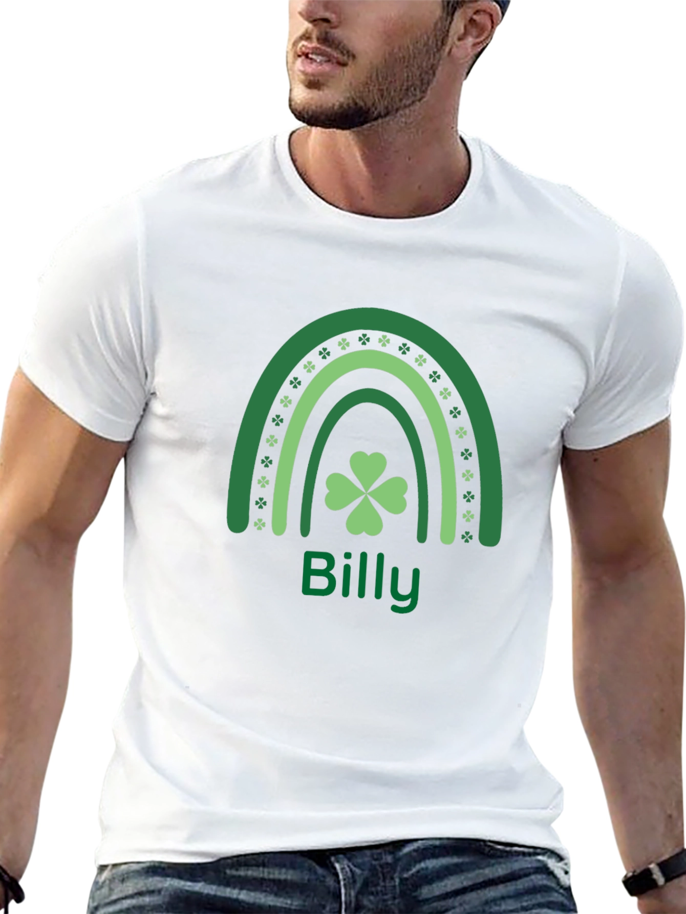 St. Patricks Day Billy Rainbow Clover Graphic Tee