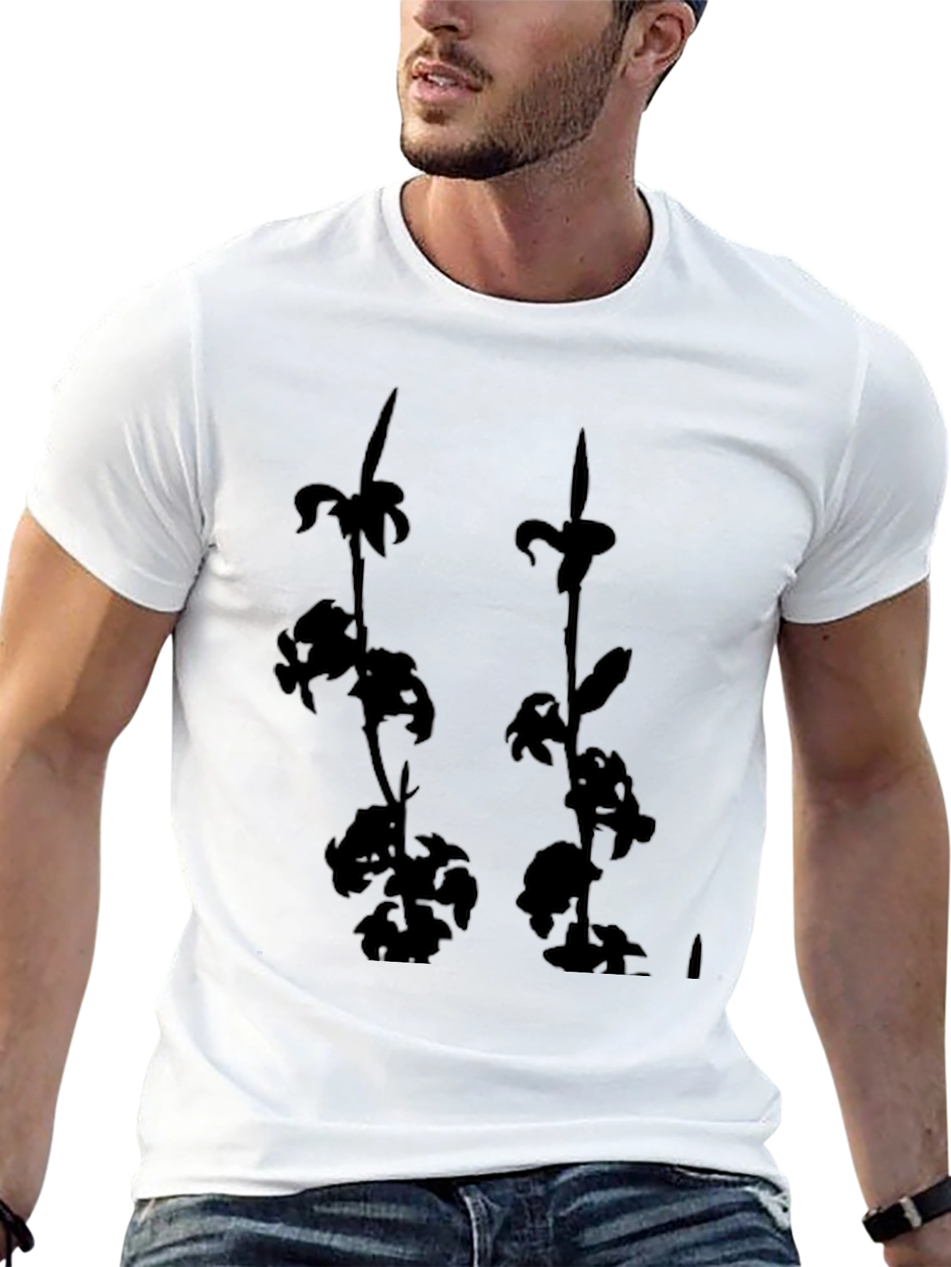 Black Floral Print Tee - Casual Style