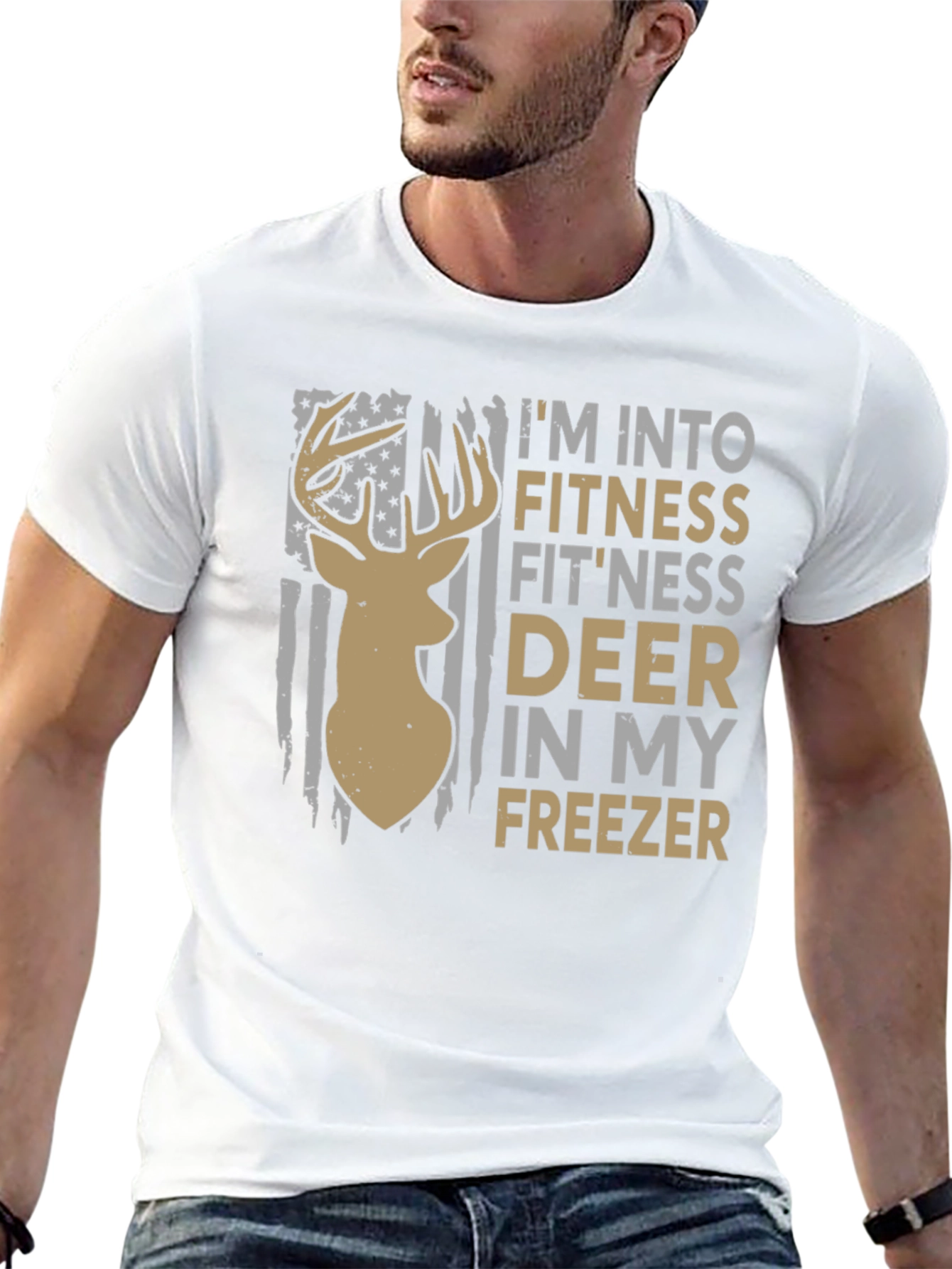 Fitness Deer Freezer Novelty Graphic T-Shirt