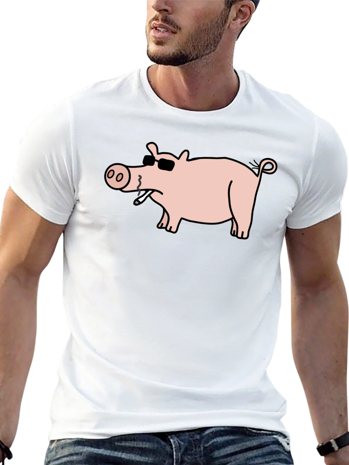 Cool Pig Tee - Black Cotton T-Shirt
