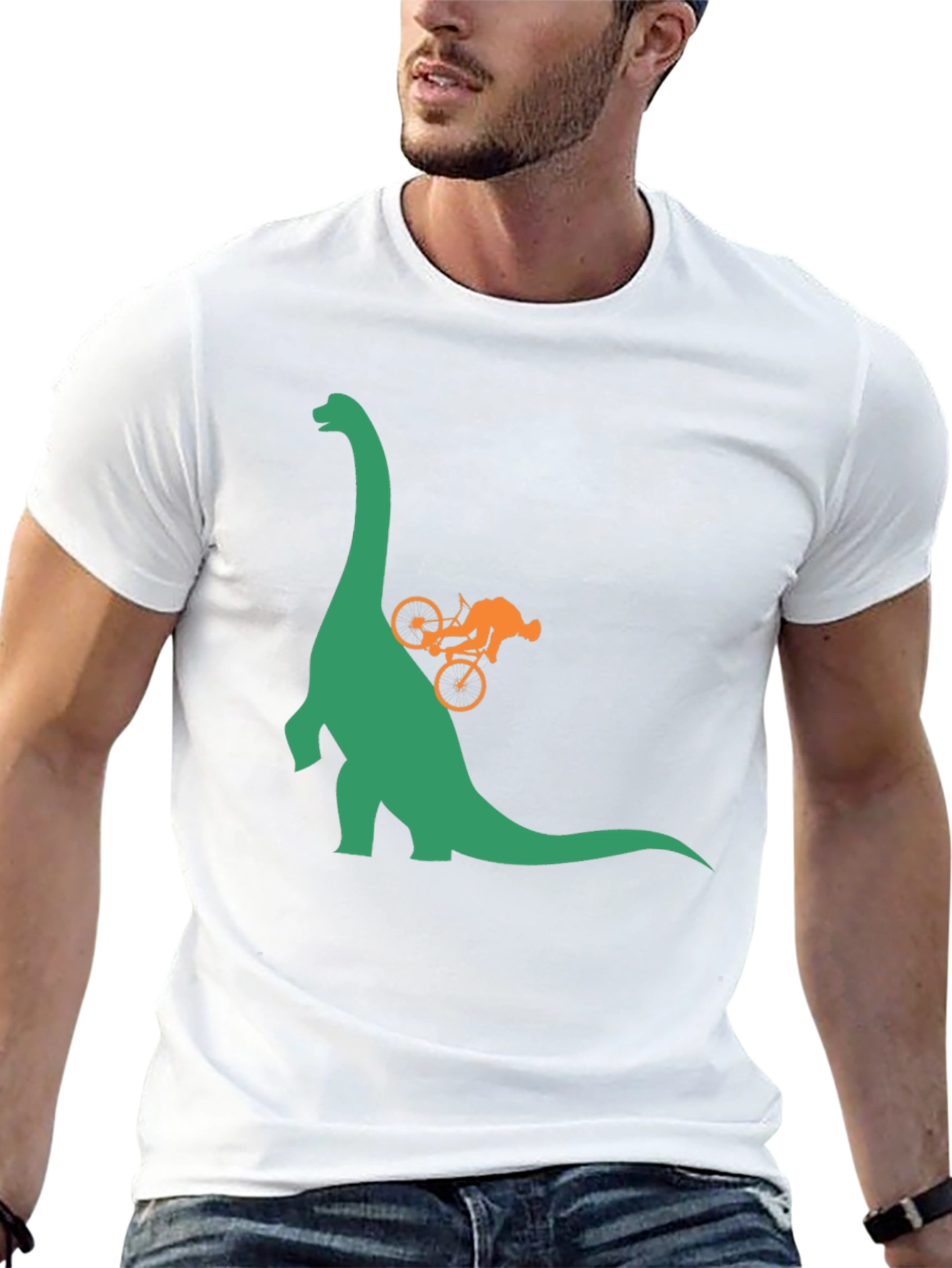 Dino Bike Ride Graphic Tee - Black Cotton T-Shirt