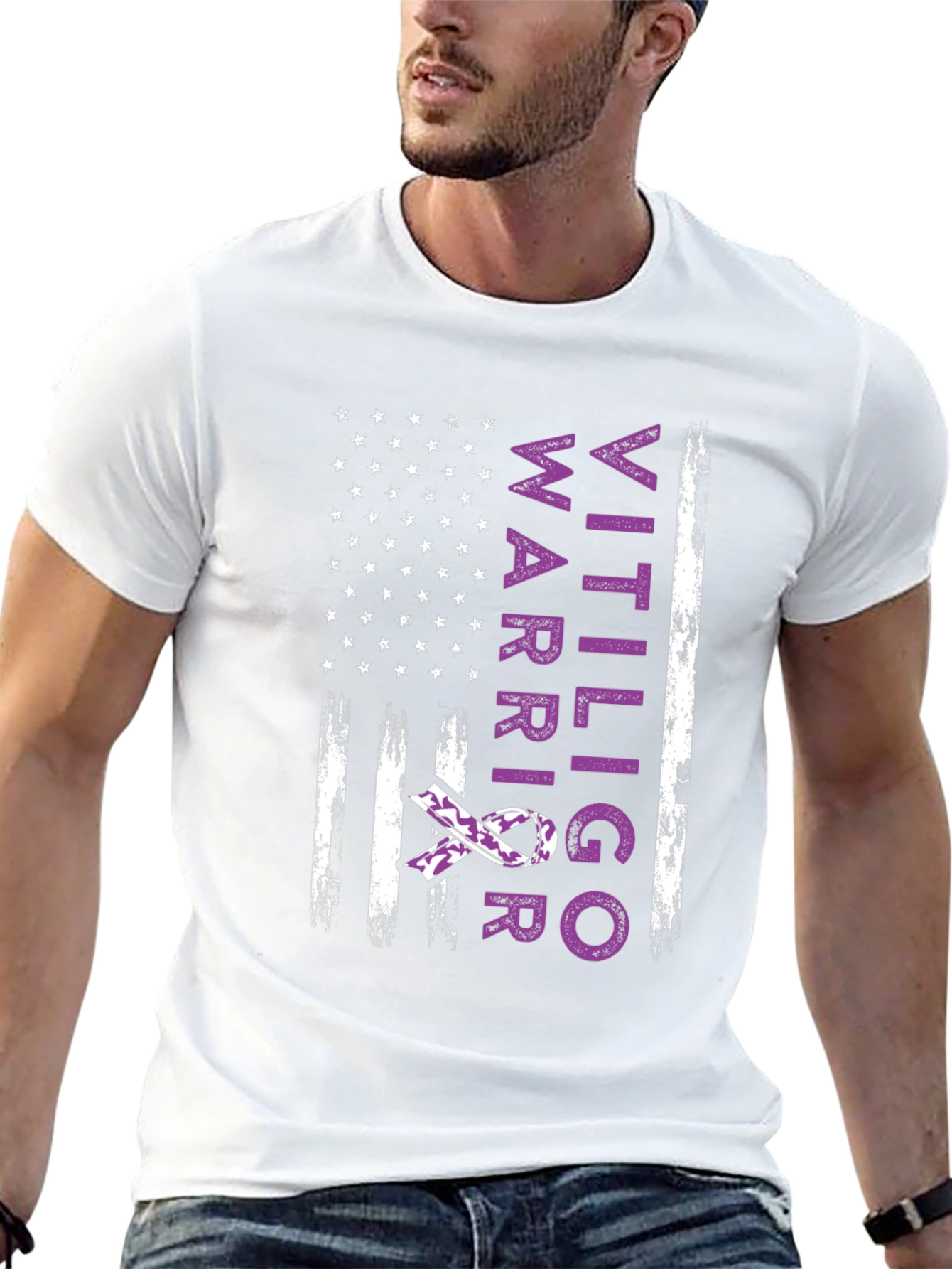 Vitiligo Warrior American Flag T-Shirt