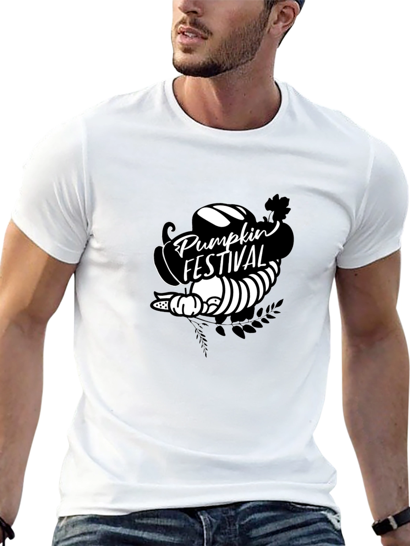 Pumpkin Festival Graphic Tee - Black Cotton T-Shirt