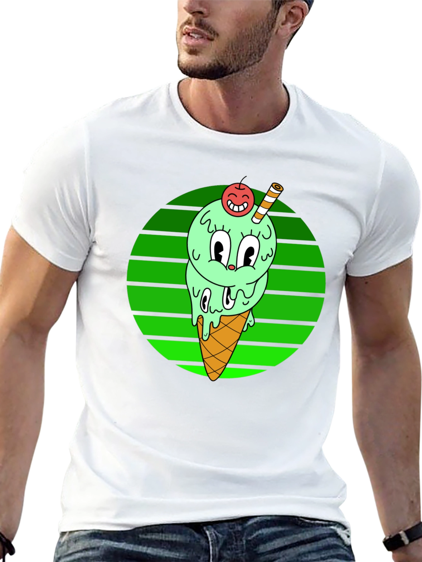 Cartoon Ice Cream T-Shirt - Fun Graphic Tee